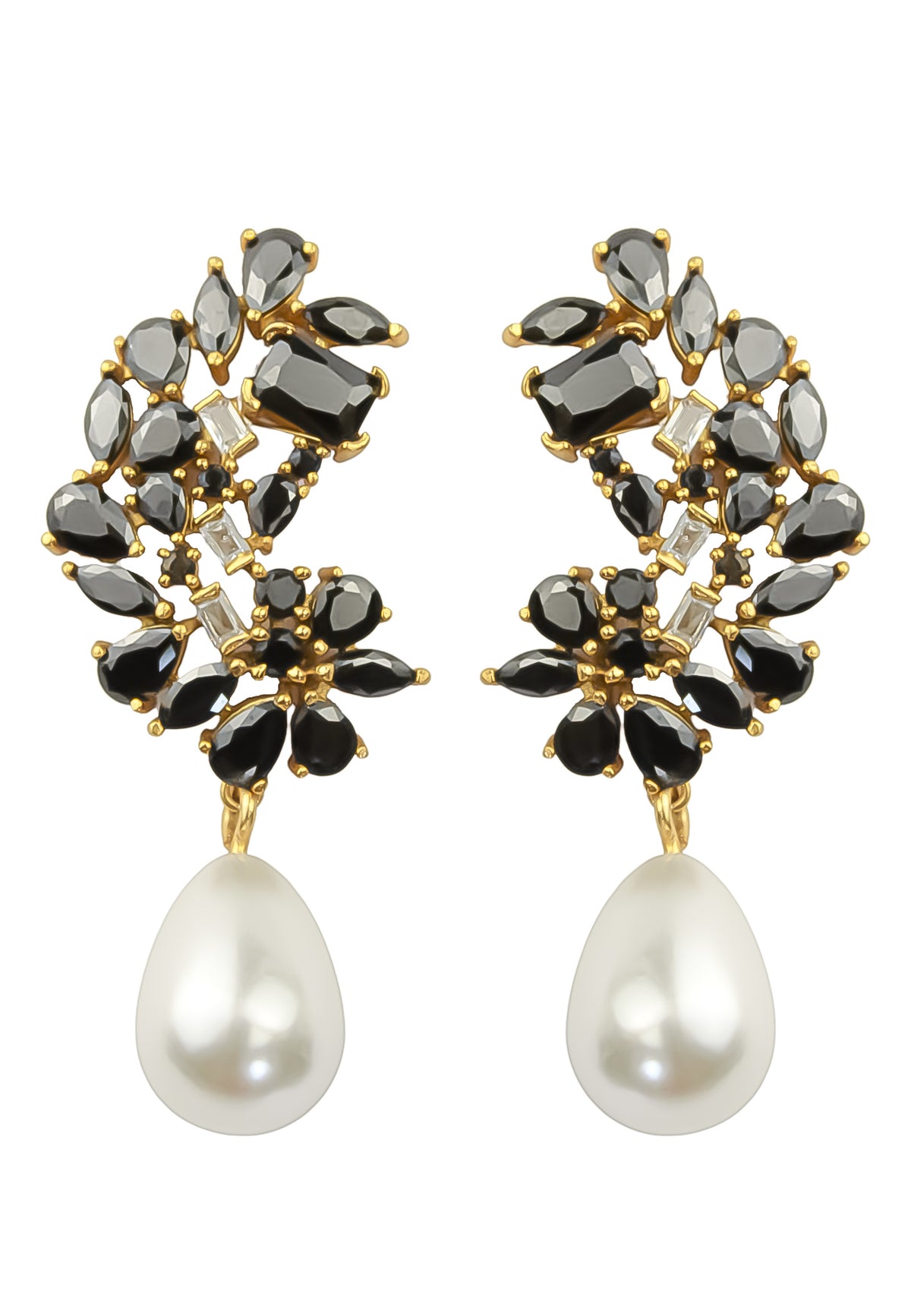 Golden frosty pearl earrings bombay sunset