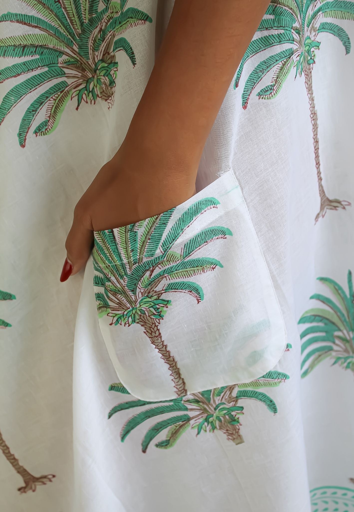 green palm tree boho dress Bombay Sunset