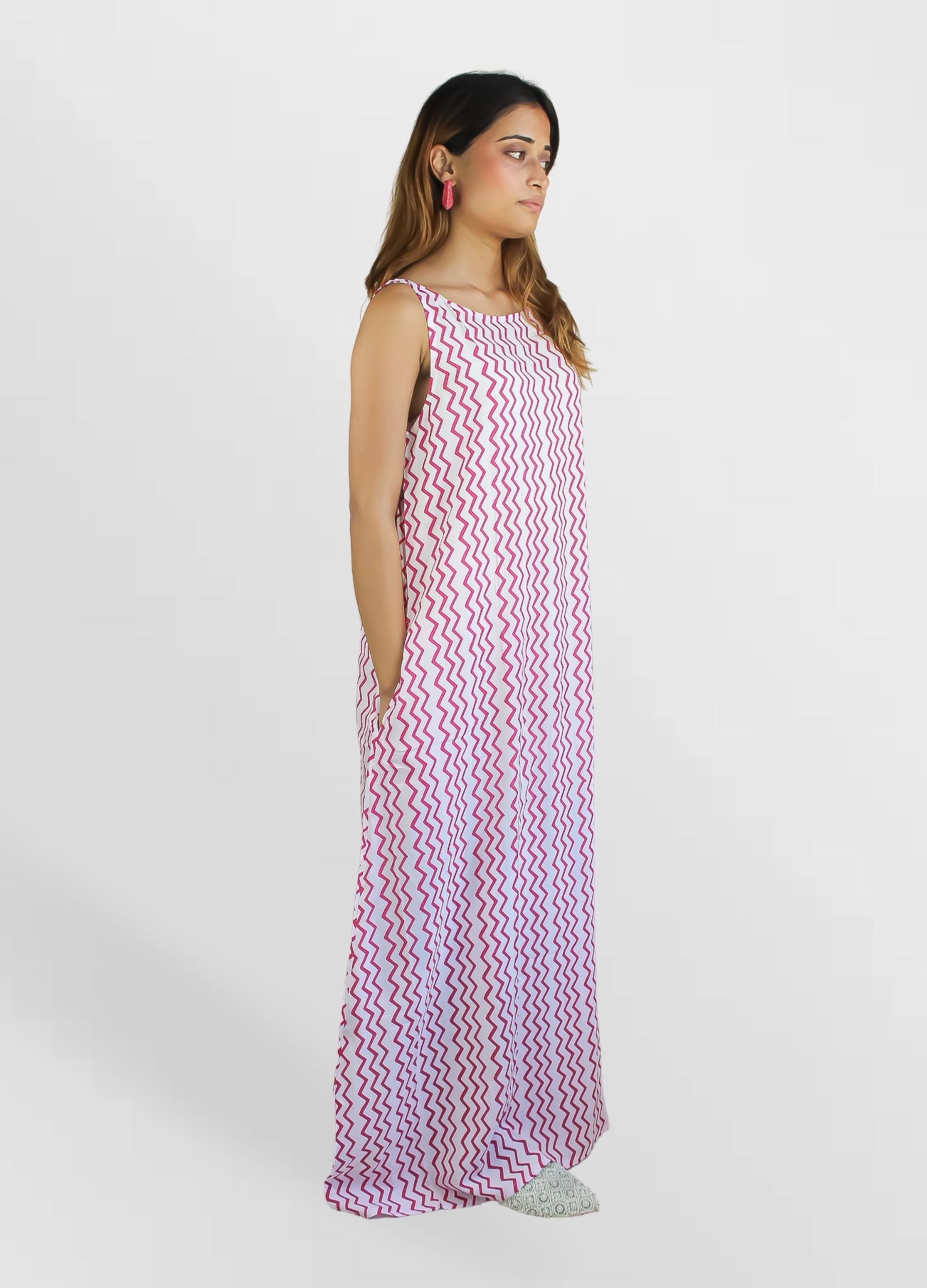 luzech rose zig zag dress d1 Bombay Sunset