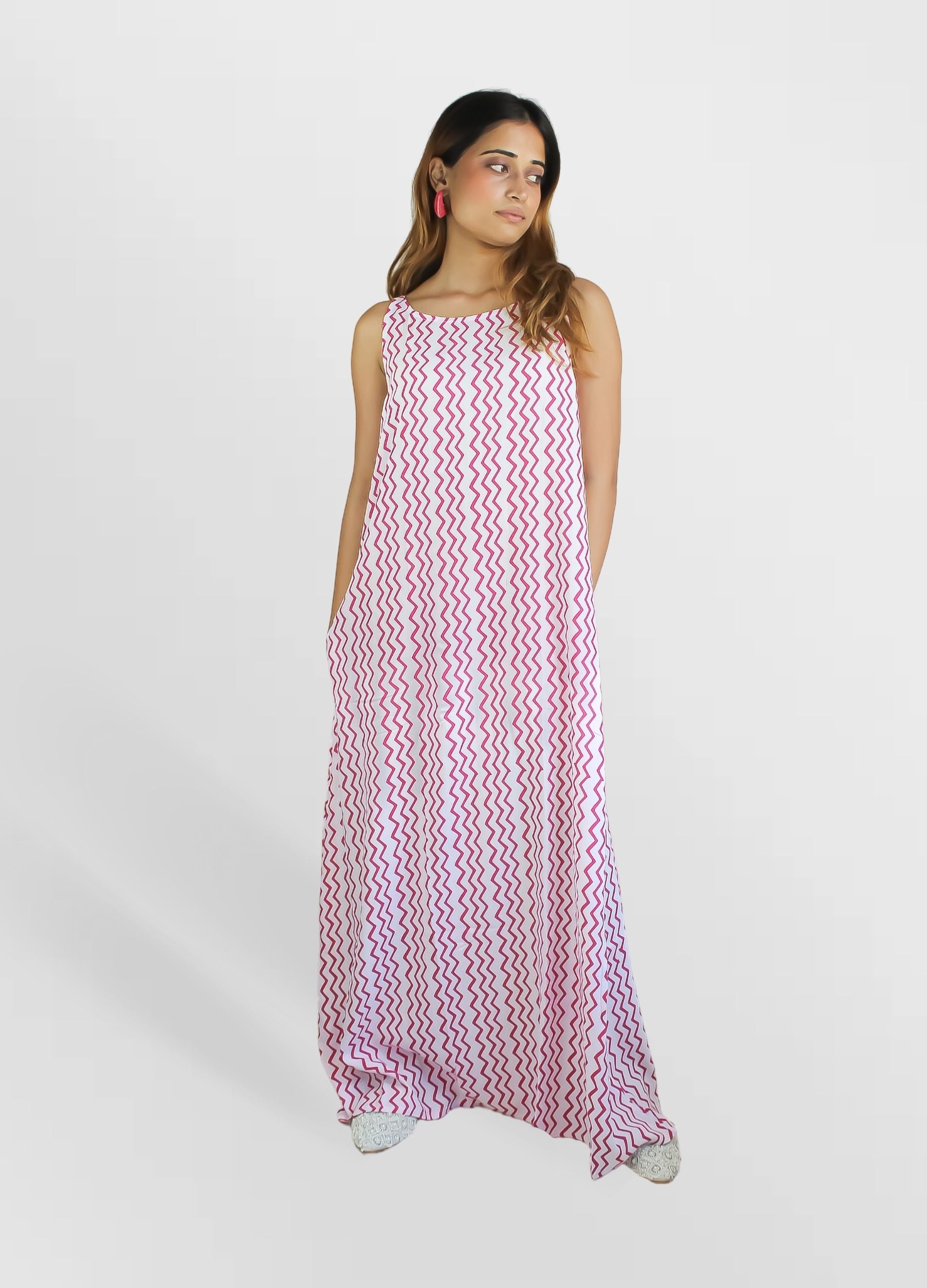 luzech rose zig zag dress d1 Bombay Sunset