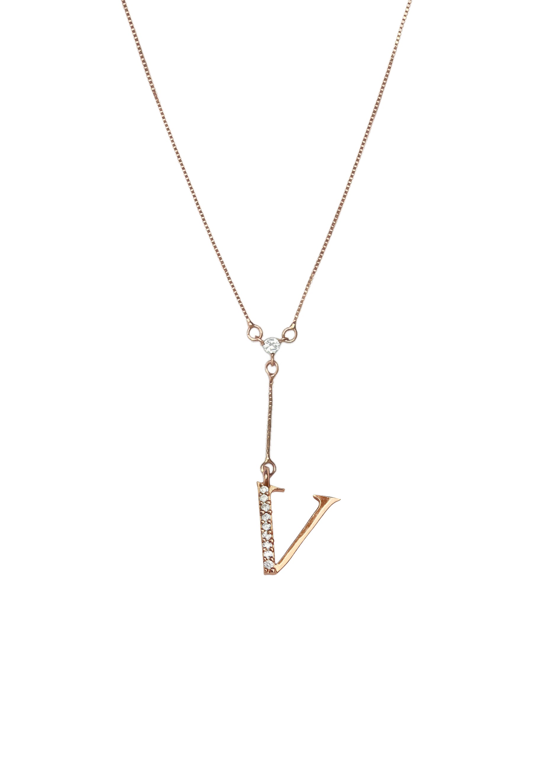 rose gold alphabet necklaces Bombay Sunset