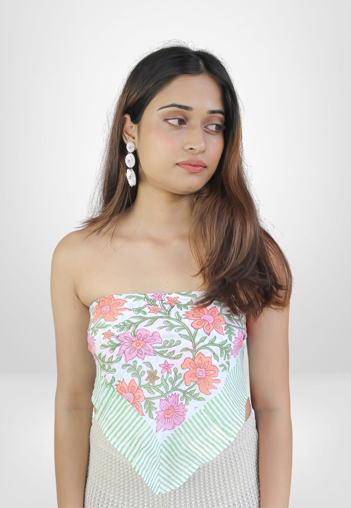 pink flower hour scarf top Bombay Sunset