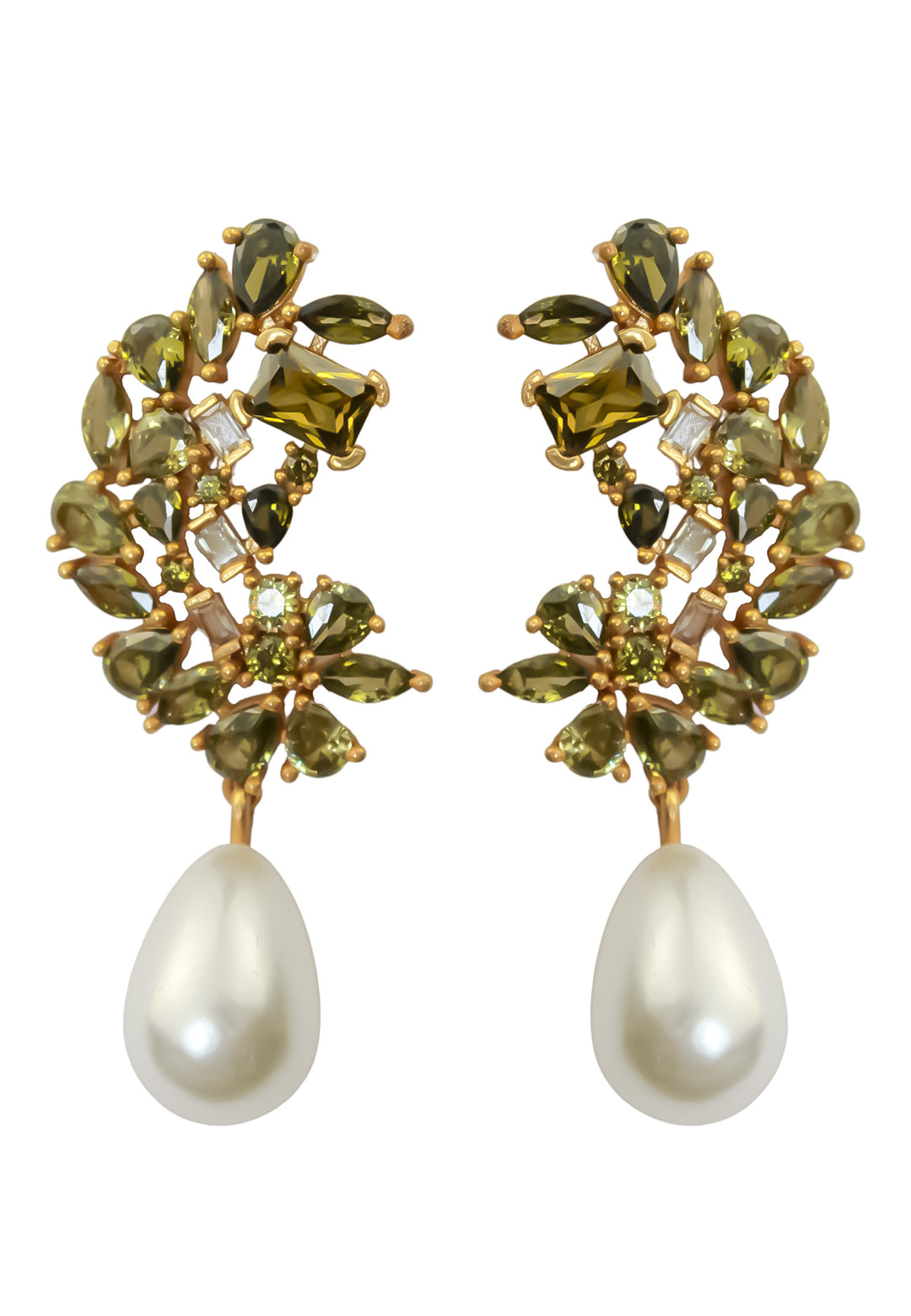 golden frosty pearl earrings Bombay Sunset