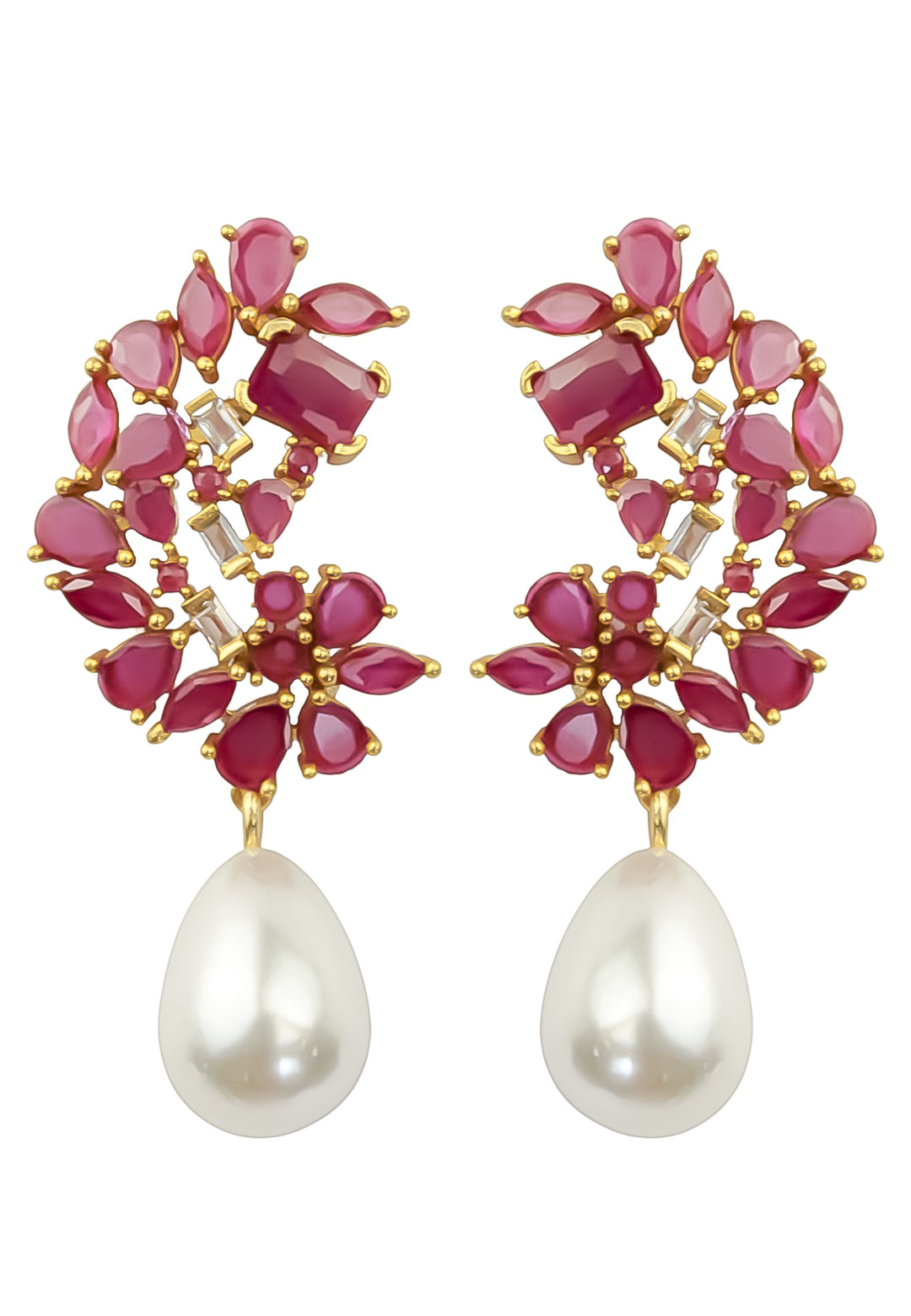golden frosty pearl earrings Bombay Sunset