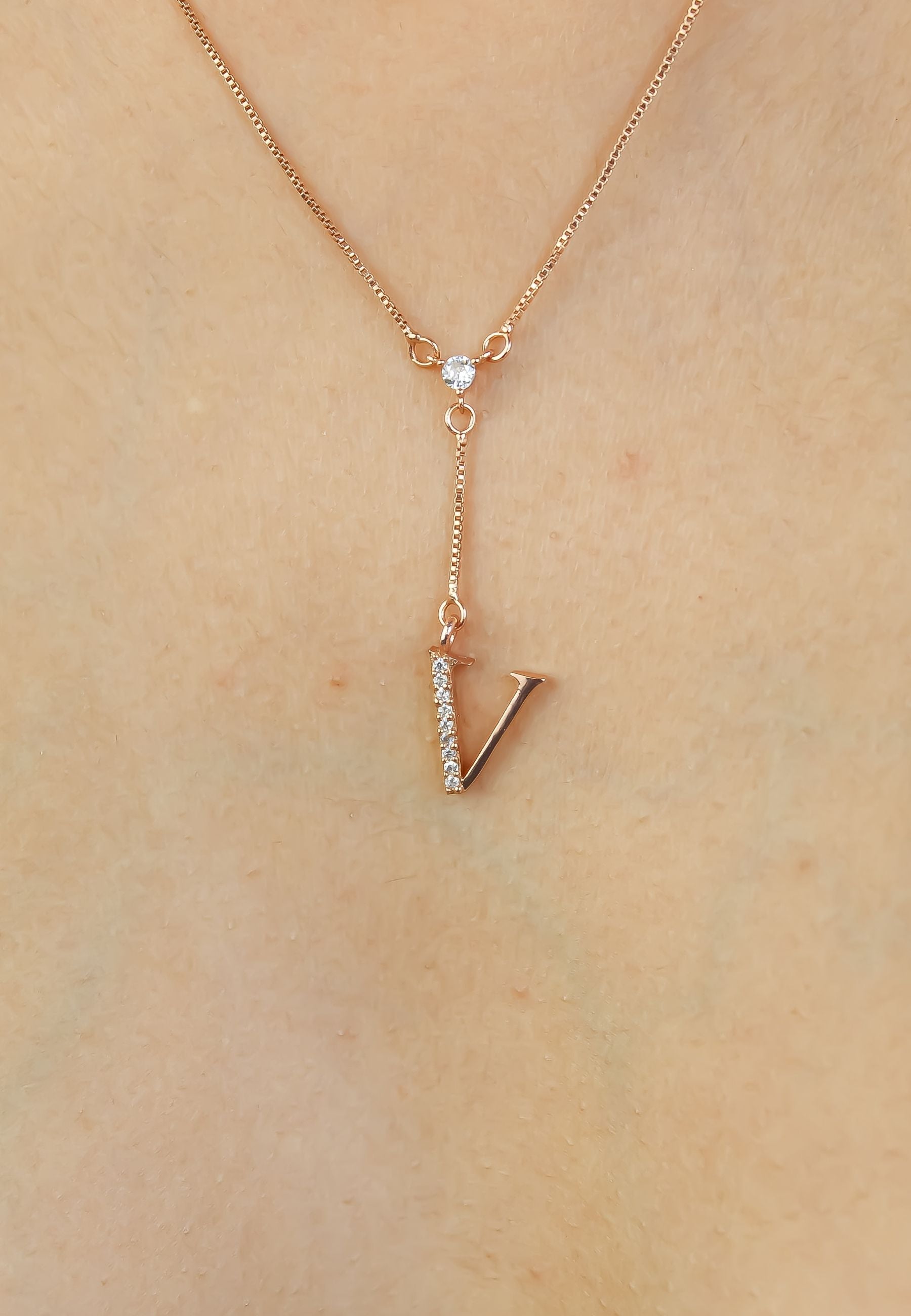 rose gold alphabet necklaces Bombay Sunset