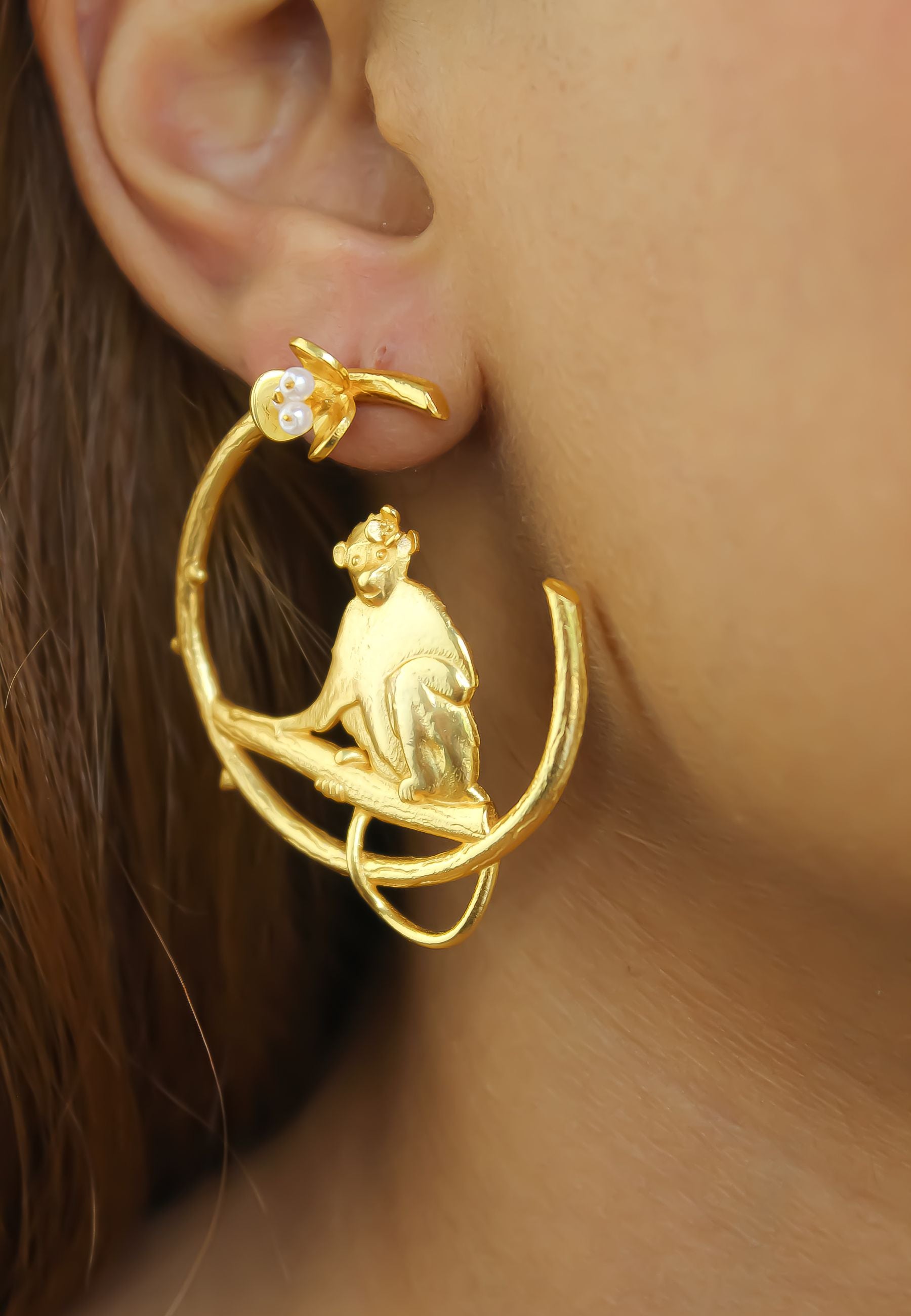 monkey earrings Bombay Sunset