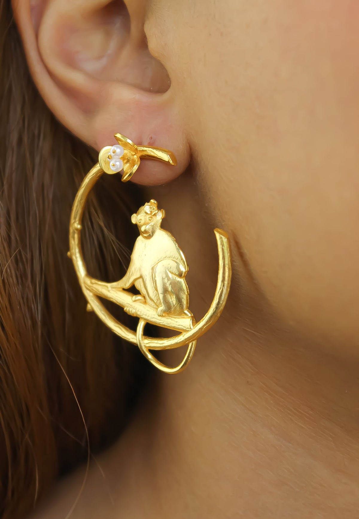 Monkey earrings bombay sunset