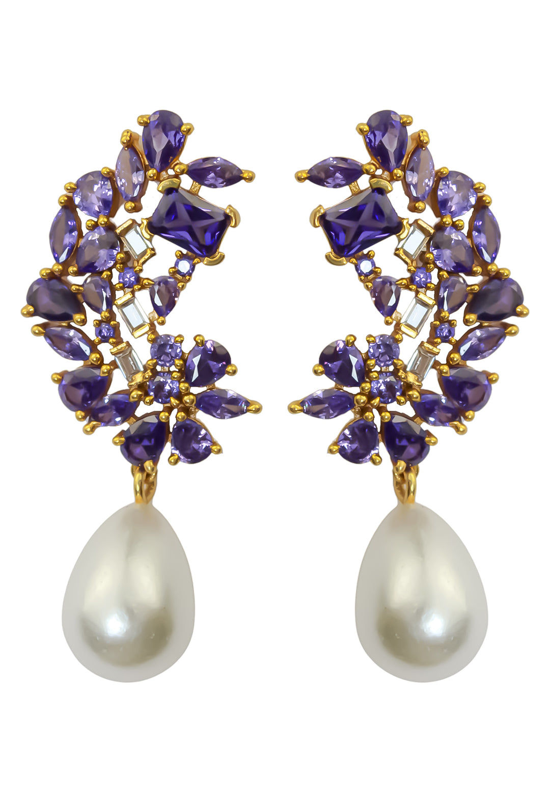 golden frosty pearl earrings Bombay Sunset