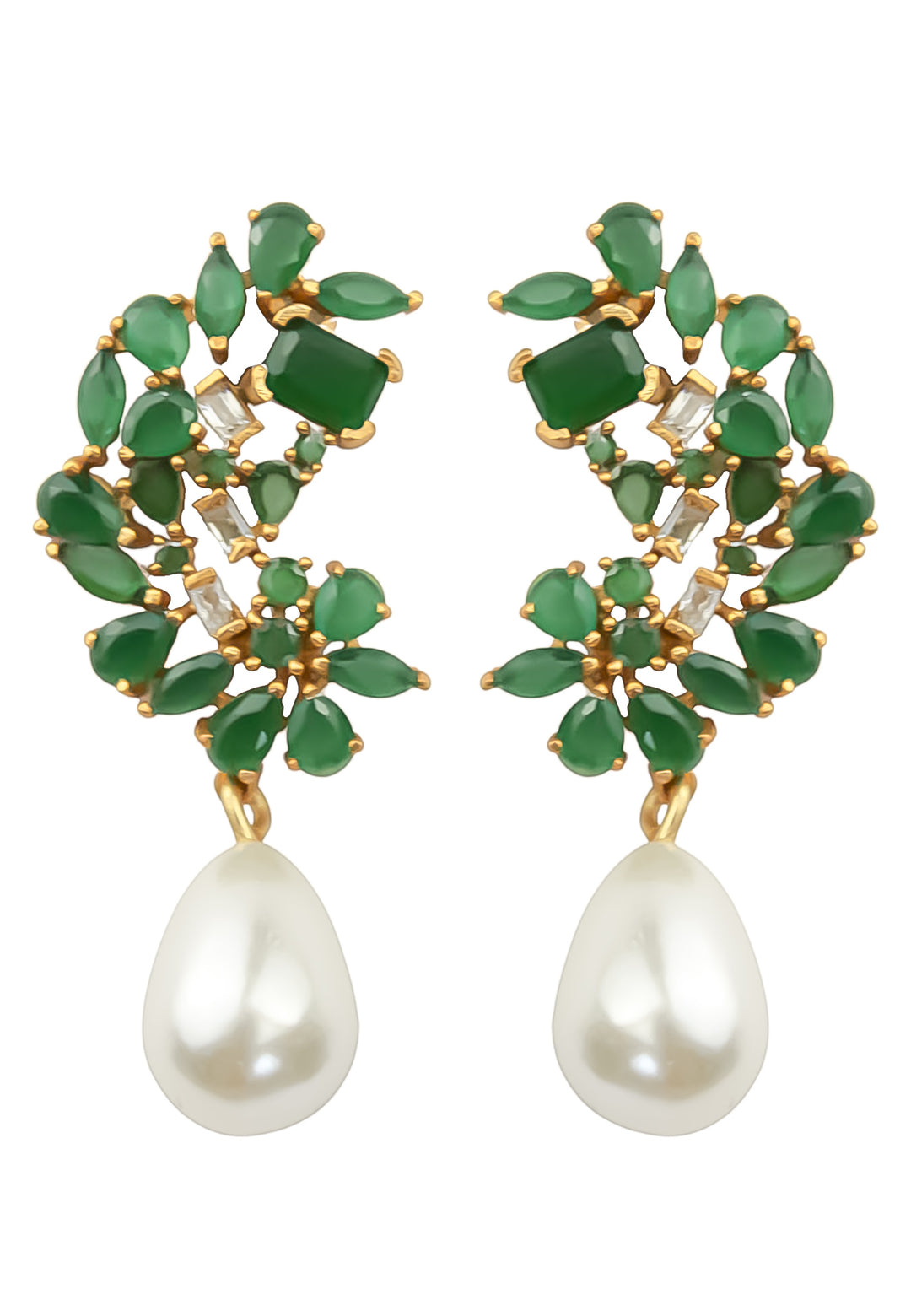 golden frosty pearl earrings Bombay Sunset
