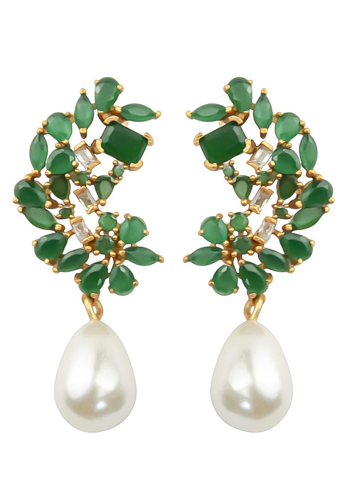 Golden frosty pearl earrings bombay sunset