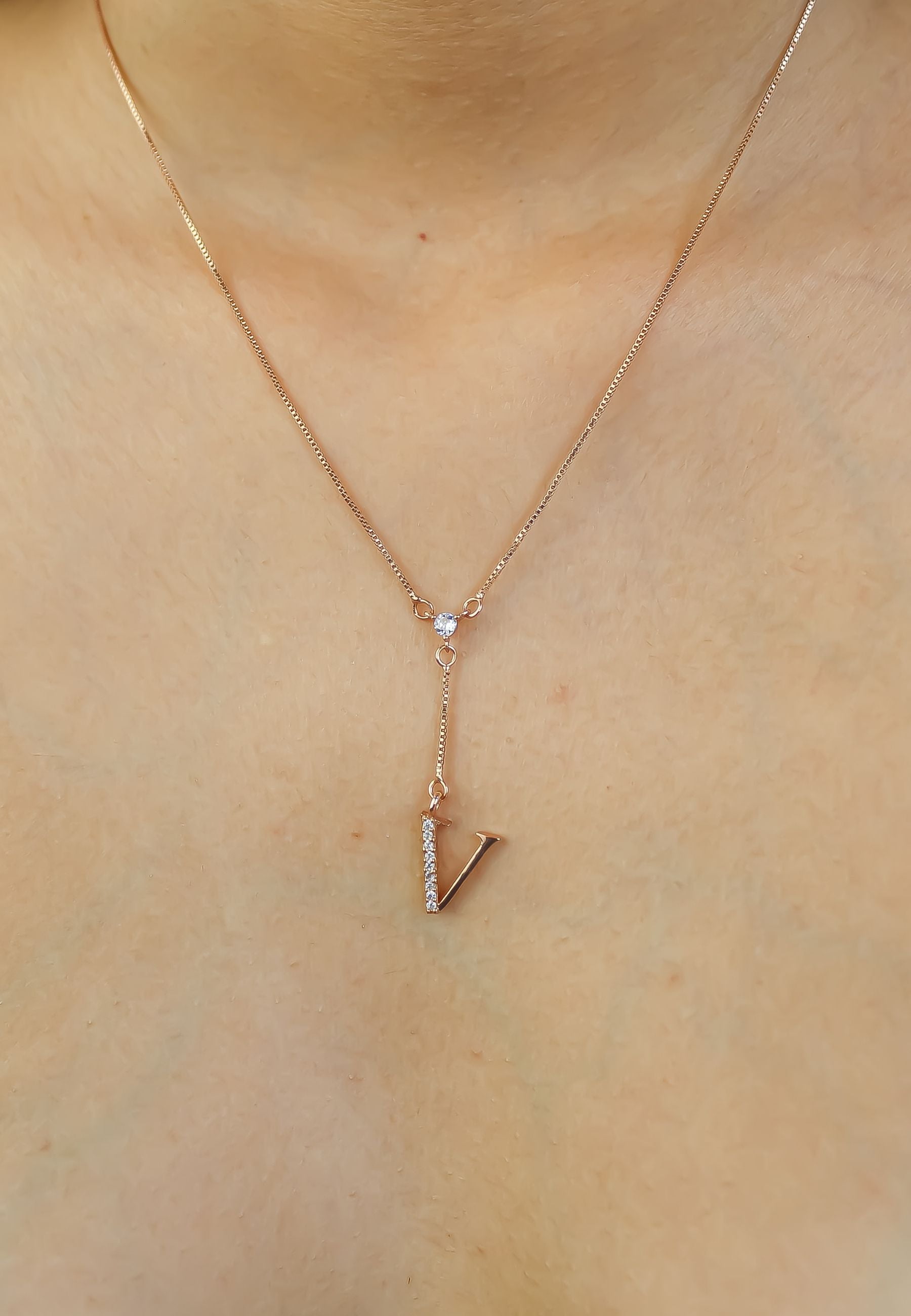 rose gold alphabet necklaces Bombay Sunset