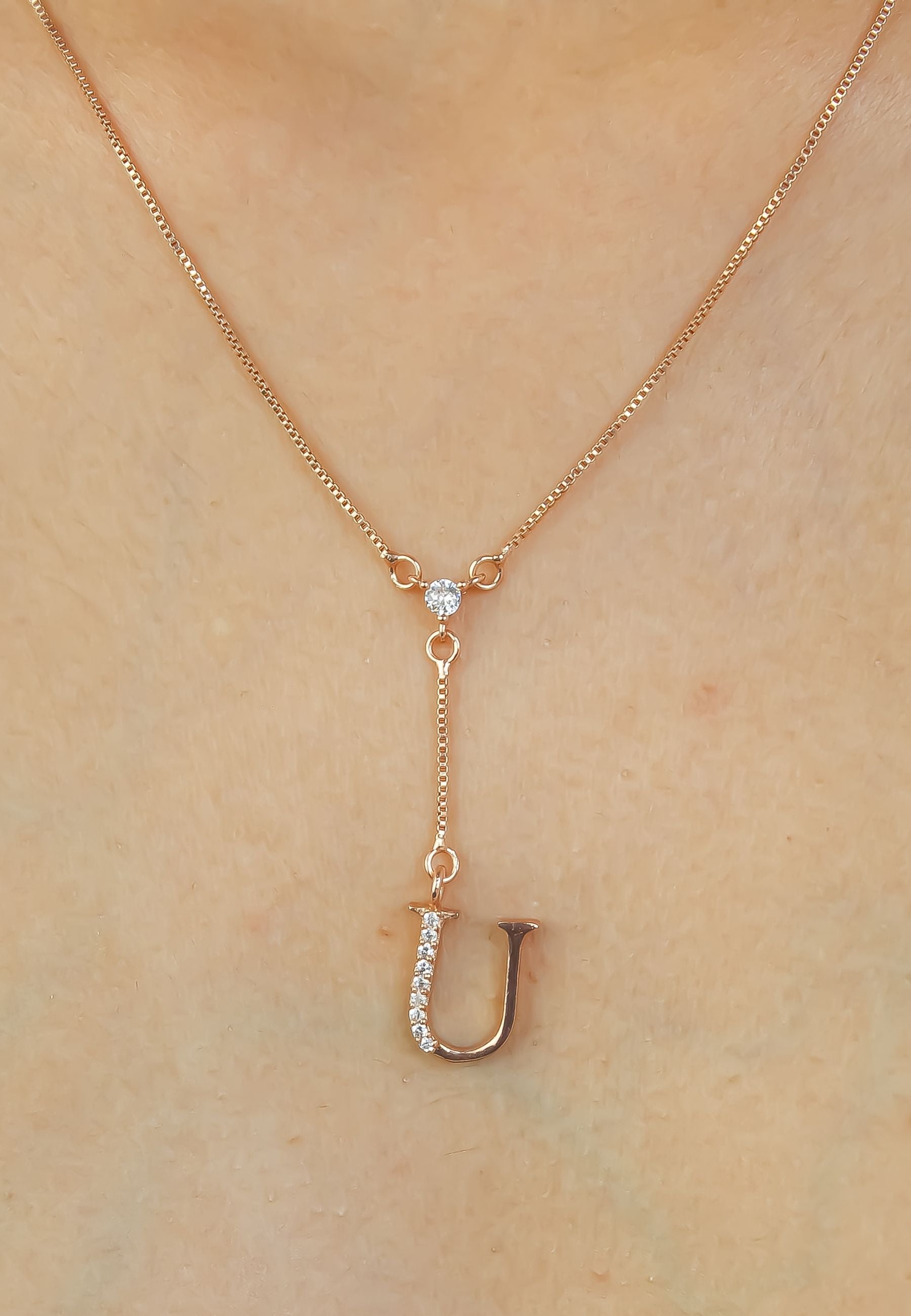 rose gold alphabet necklaces Bombay Sunset