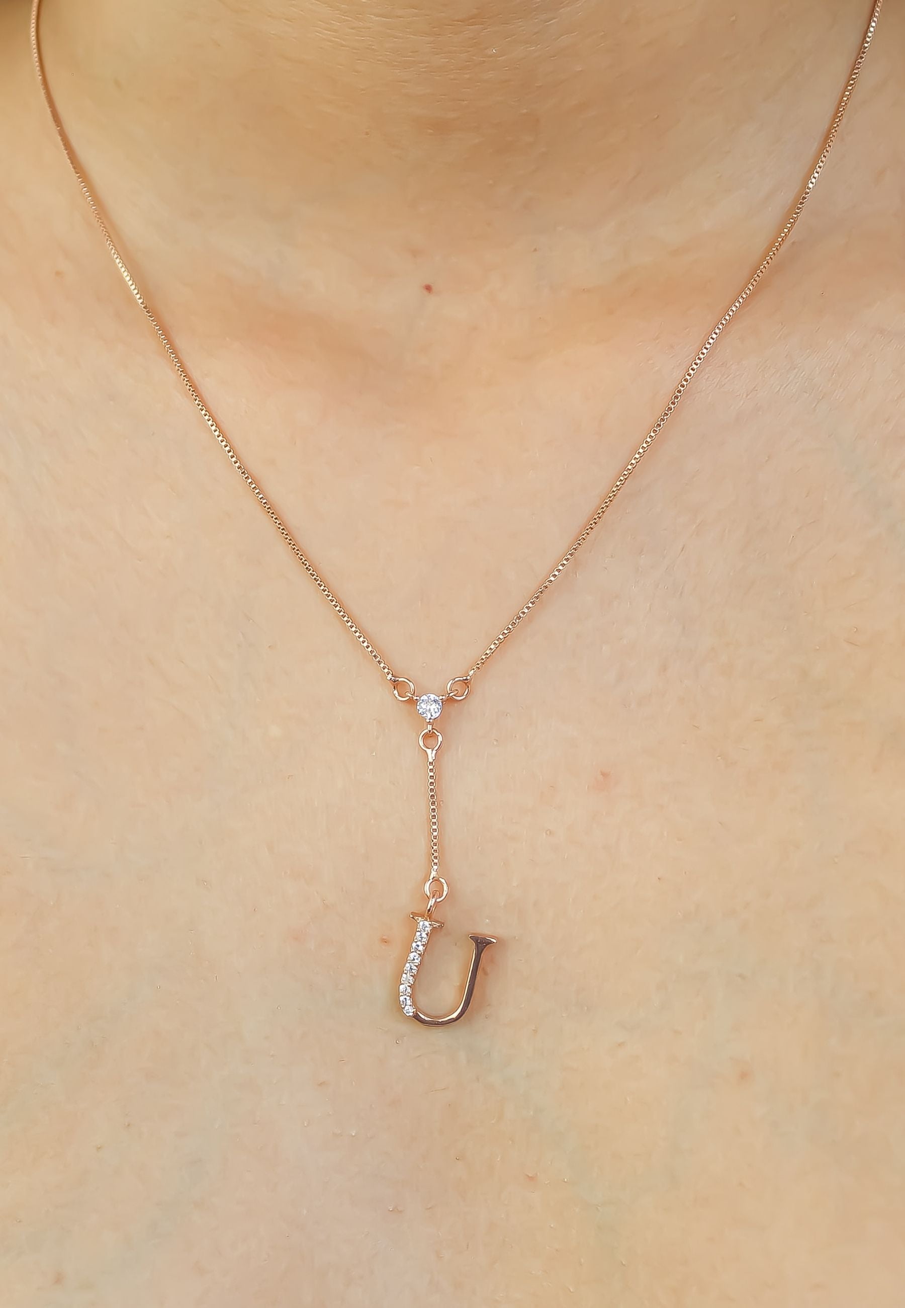 rose gold alphabet necklaces Bombay Sunset