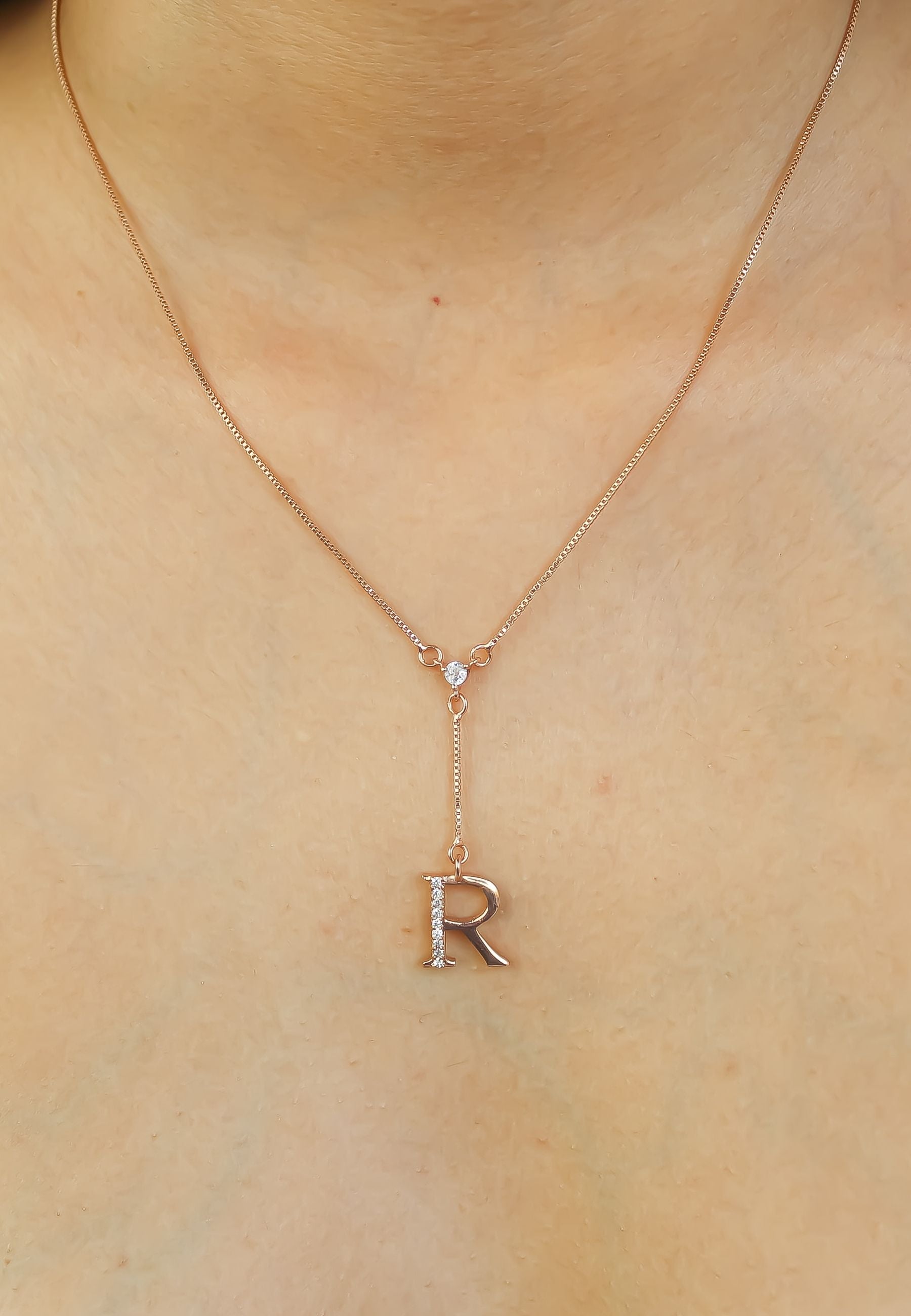 rose gold alphabet necklaces Bombay Sunset