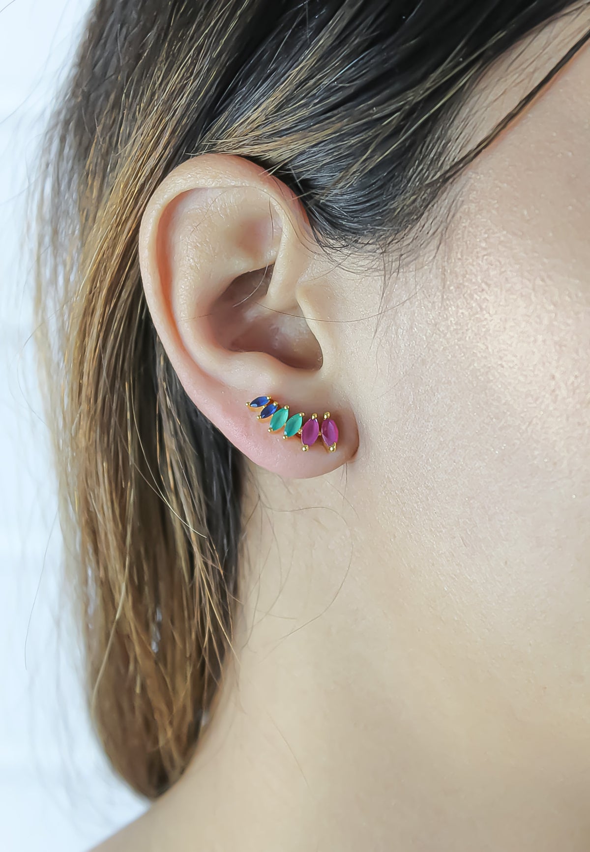 Stepping stone earrings bombay sunset