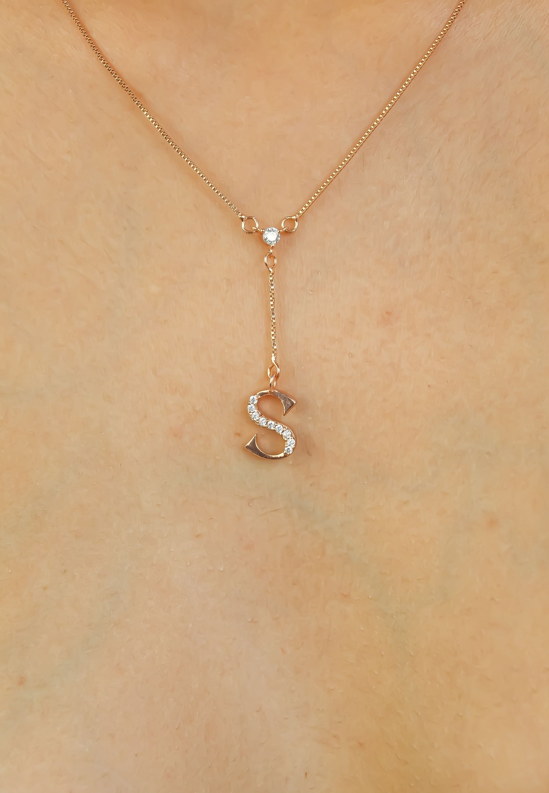 rose gold alphabet necklaces Bombay Sunset