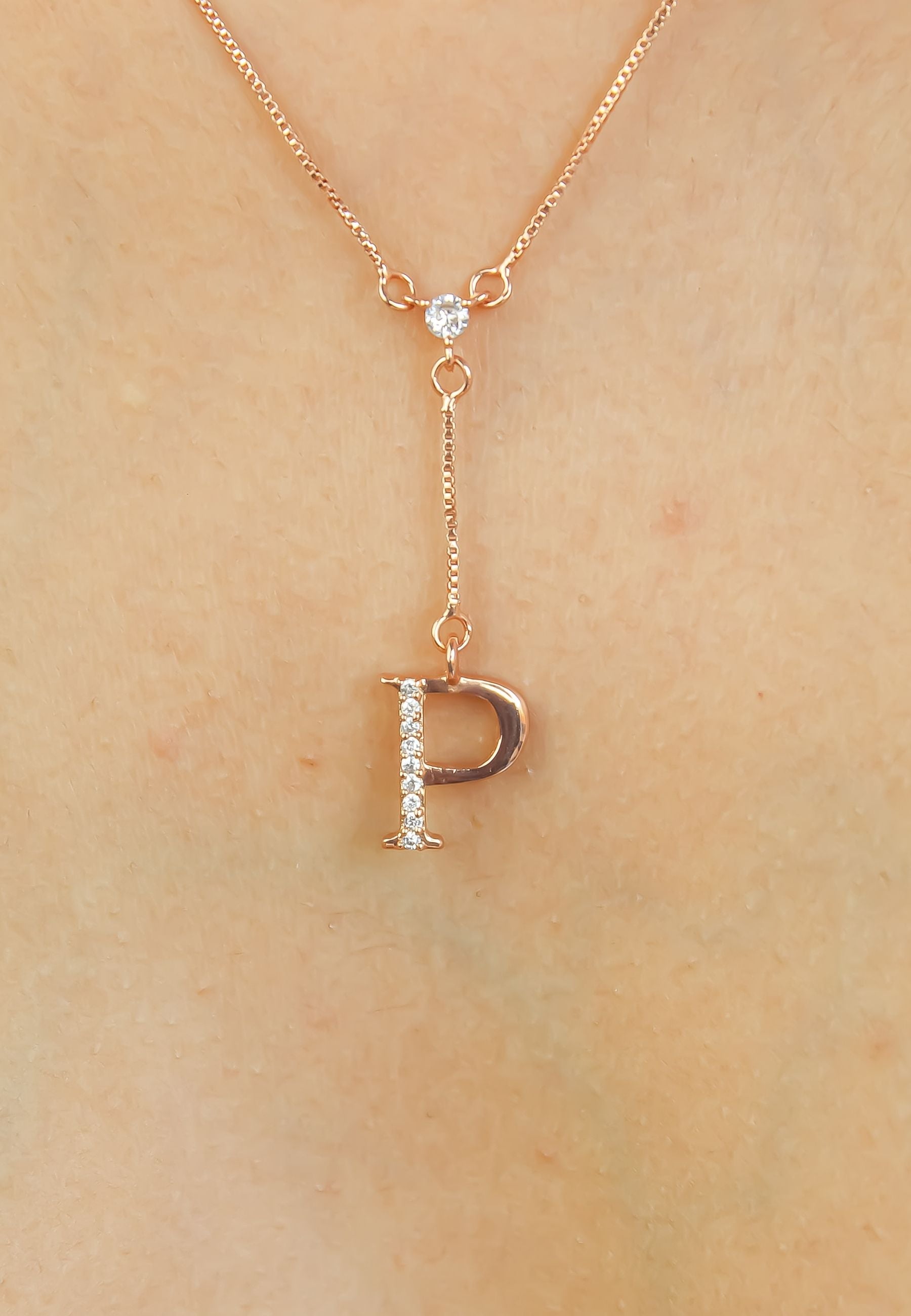 rose gold alphabet necklaces Bombay Sunset