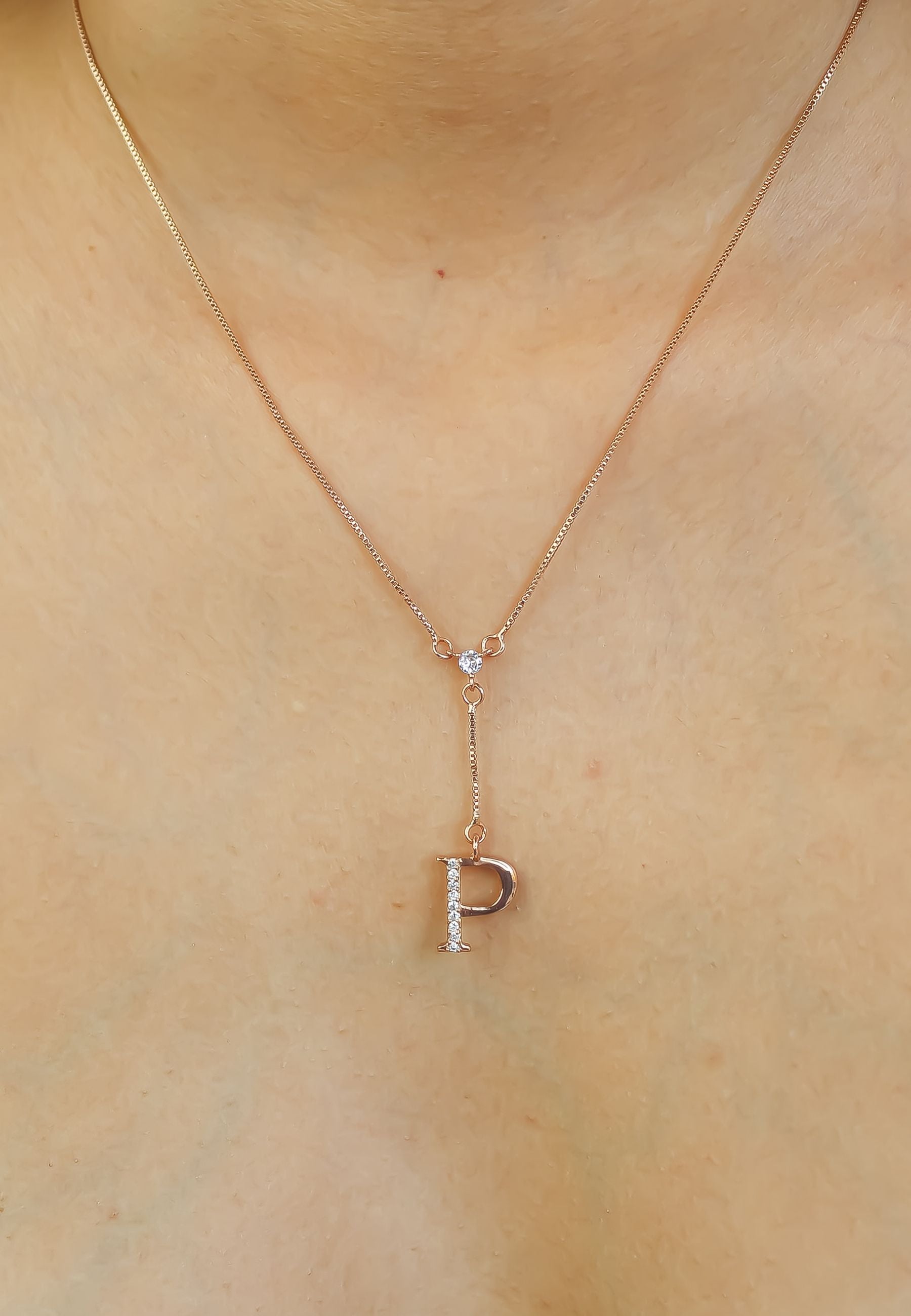 rose gold alphabet necklaces Bombay Sunset