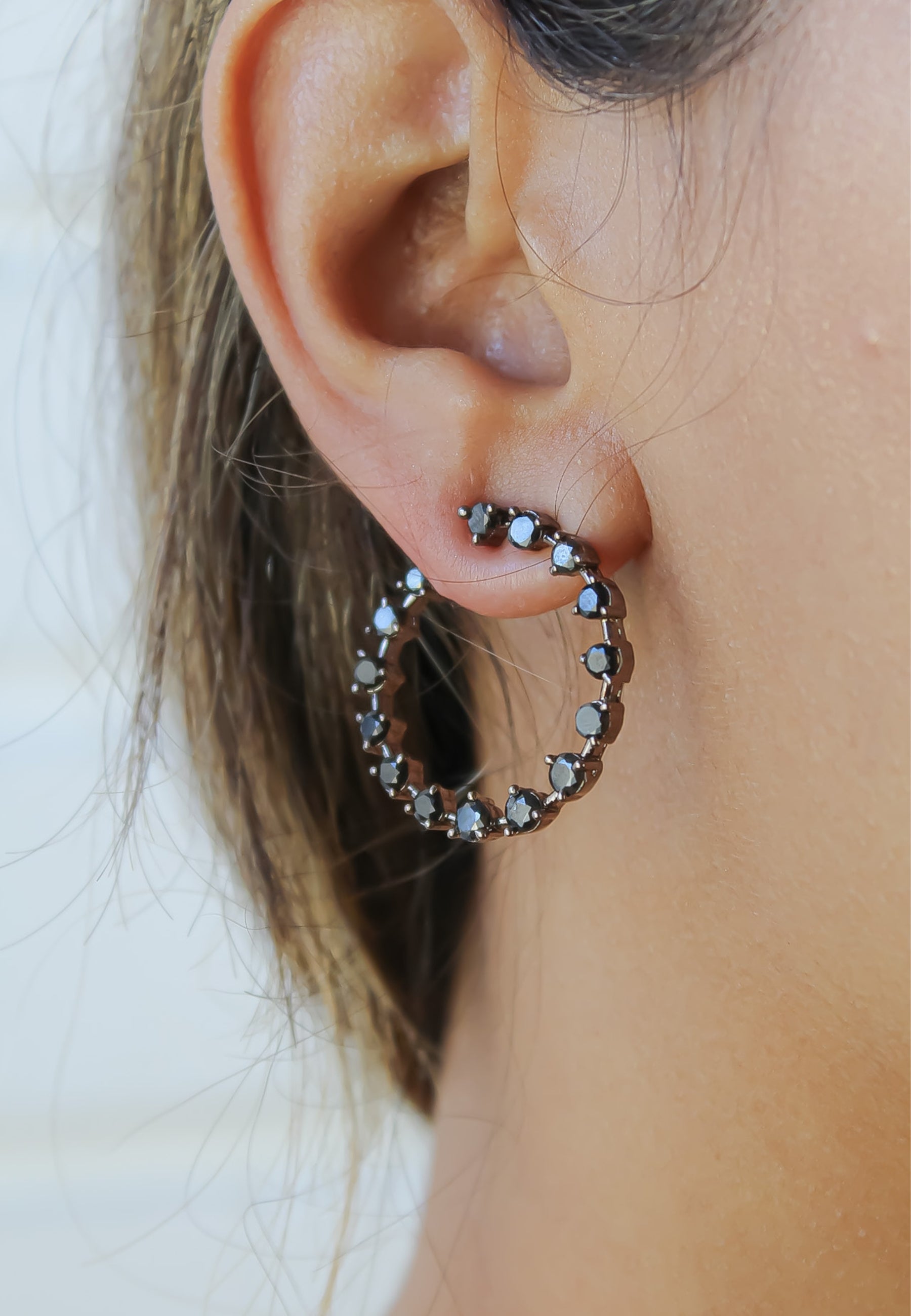 zircons crown hoop earrings Bombay Sunset