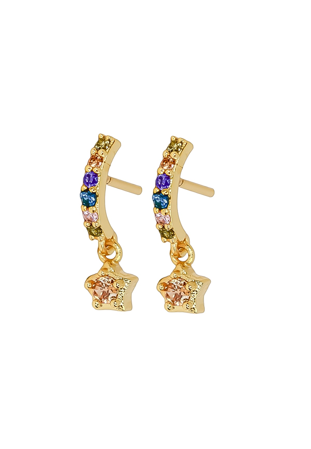 Crescent moon star earrings bombay sunset