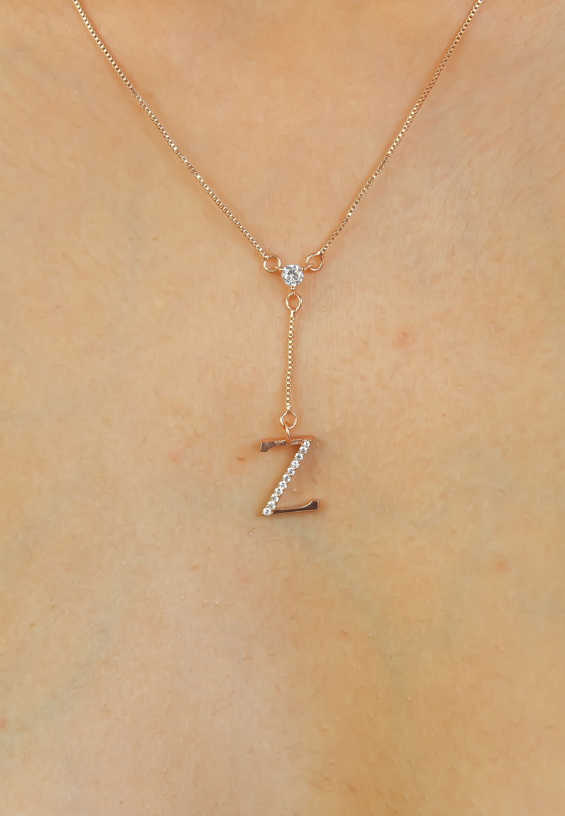 rose gold alphabet necklaces Bombay Sunset