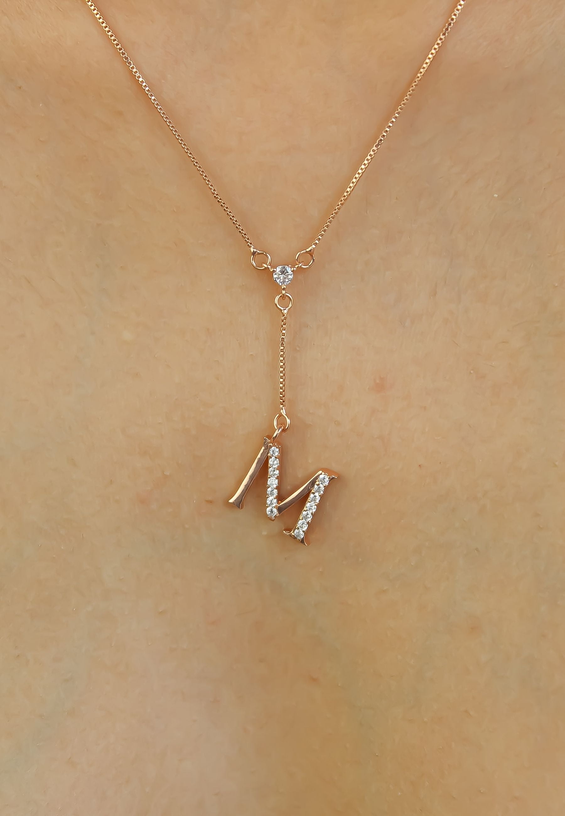 rose gold alphabet necklaces Bombay Sunset