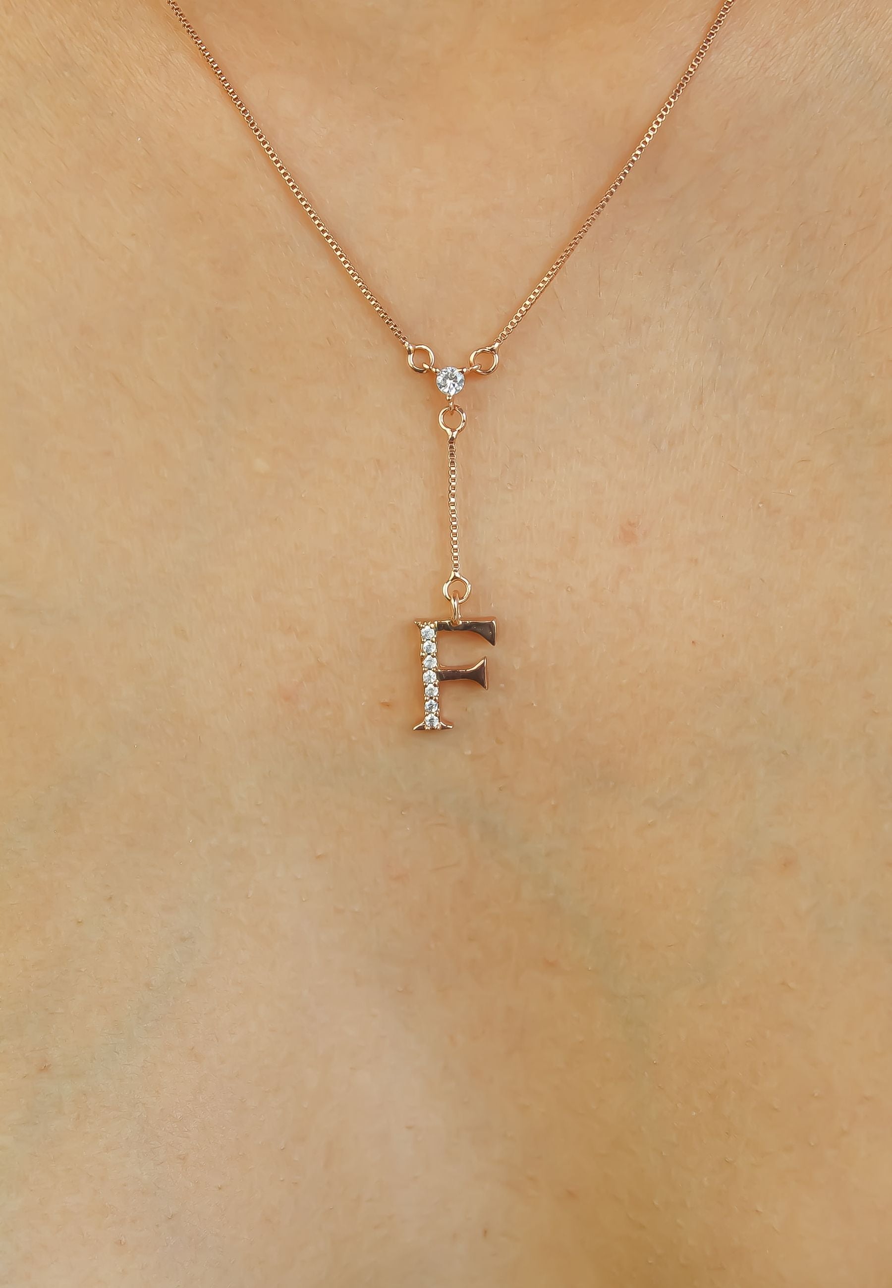 rose gold alphabet necklaces Bombay Sunset