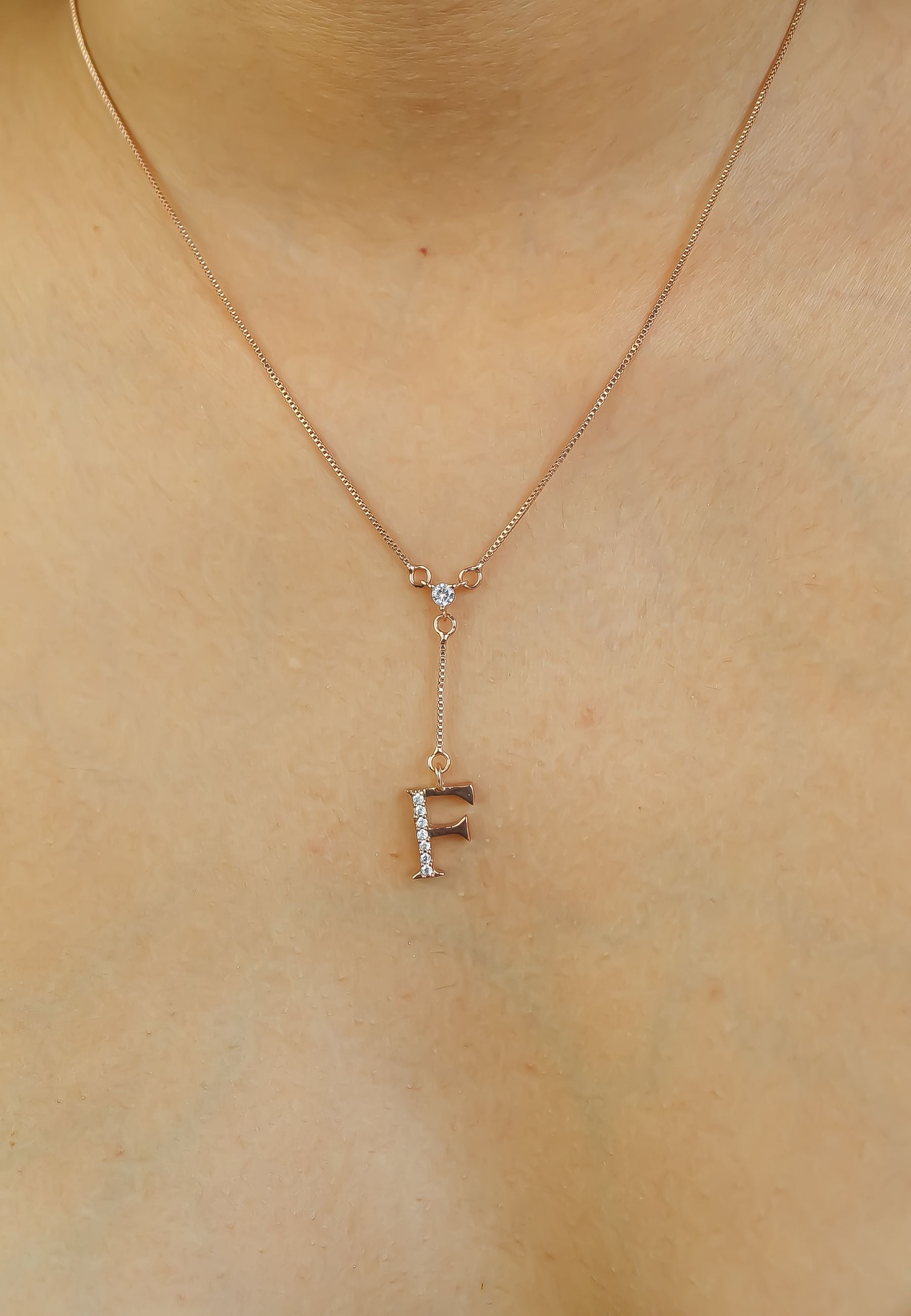 rose gold alphabet necklaces Bombay Sunset