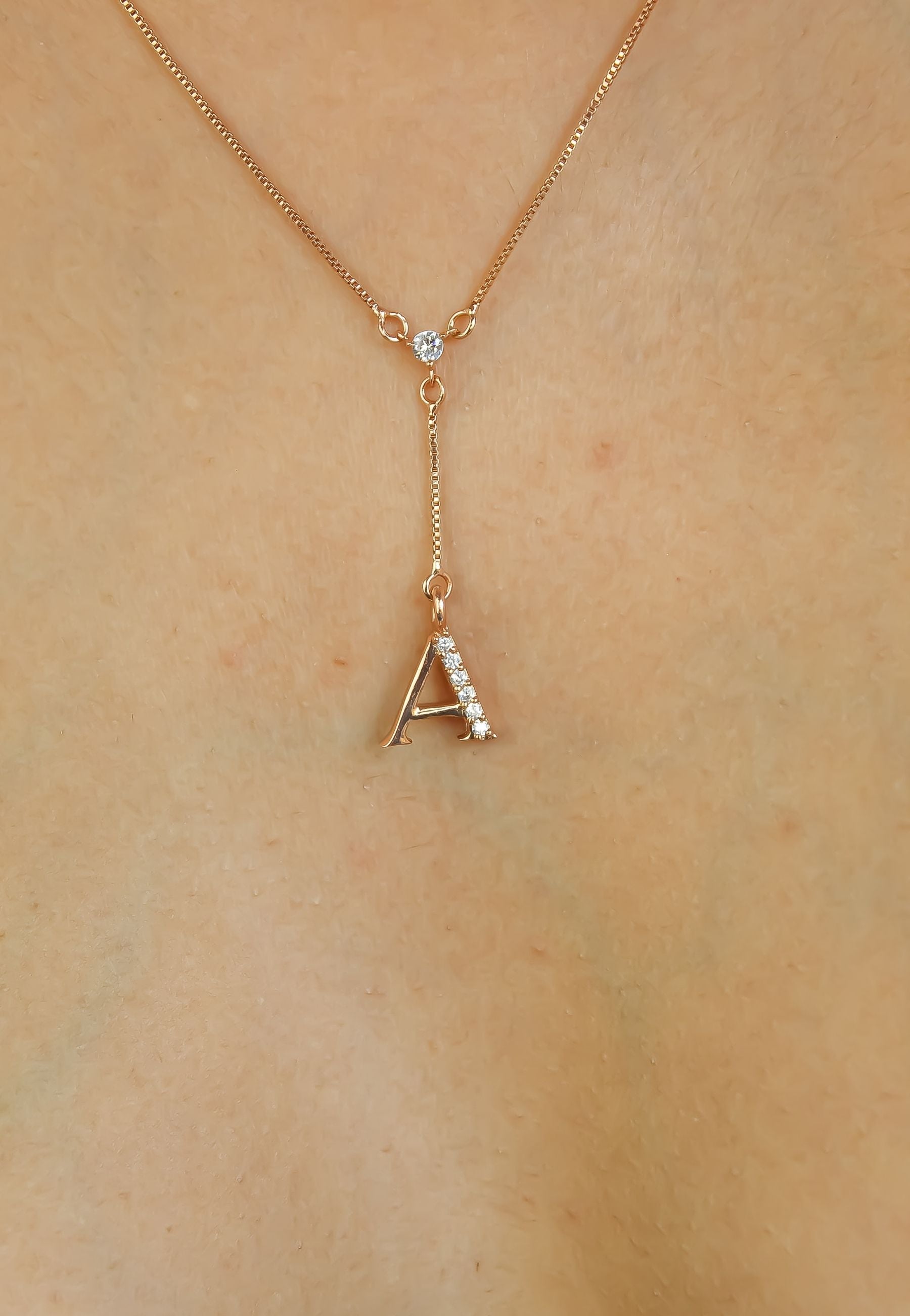 Rose Gold Alphabet Necklaces Bombay Sunset