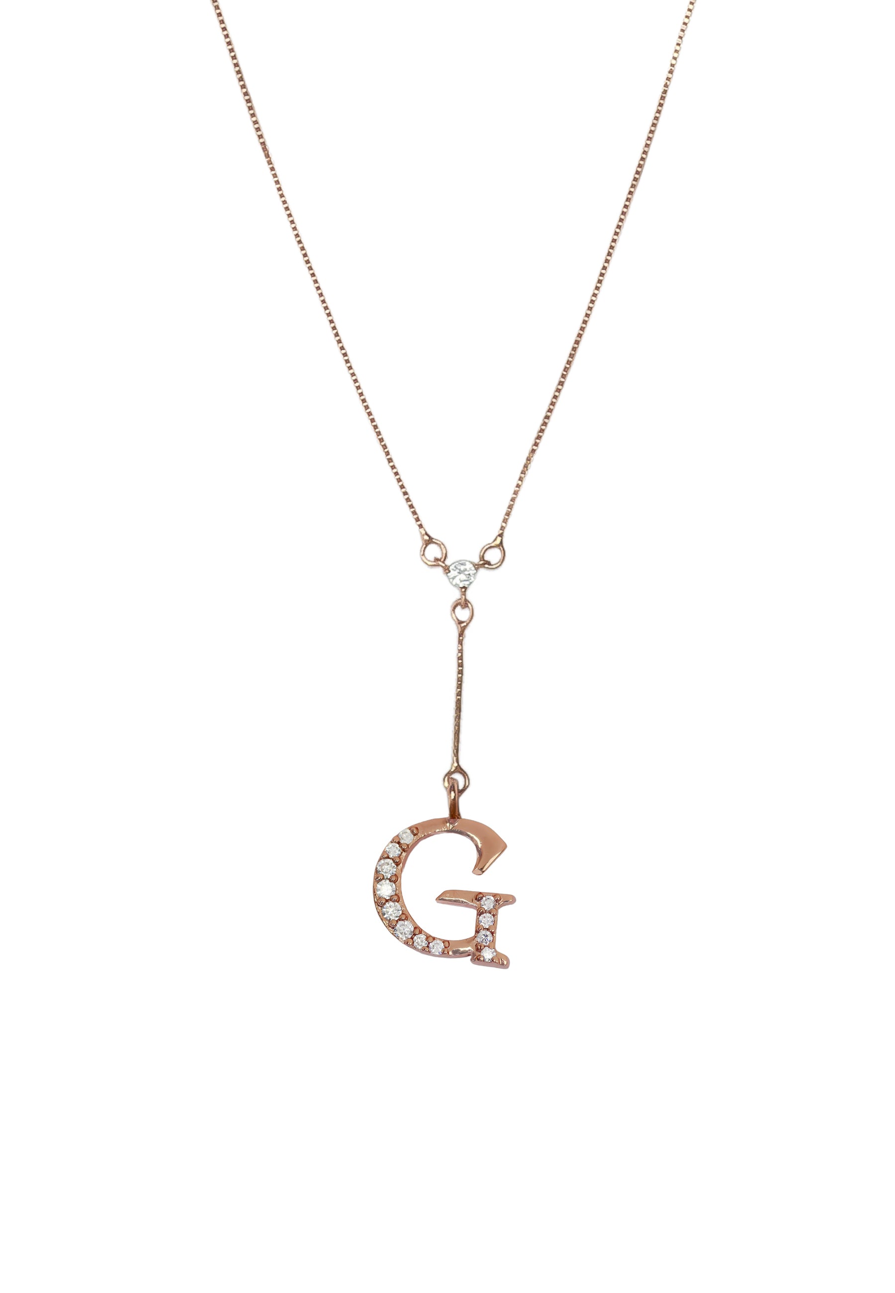 rose gold alphabet necklaces Bombay Sunset