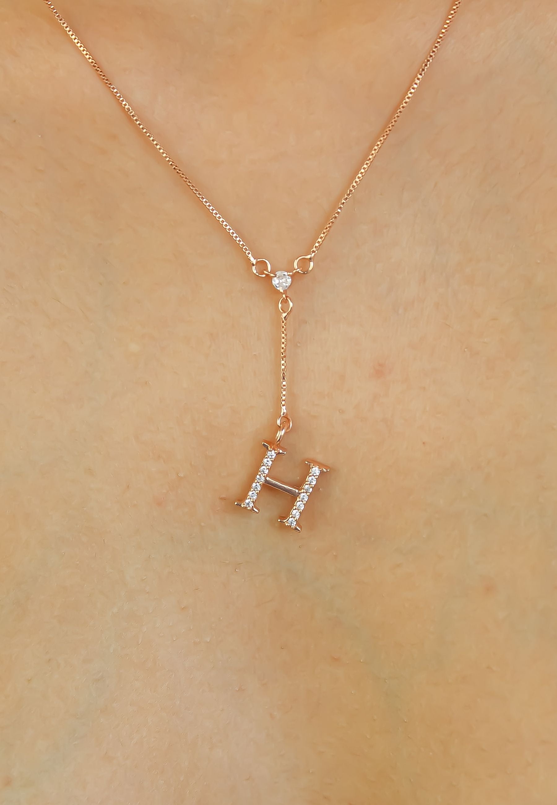 rose gold alphabet necklaces Bombay Sunset