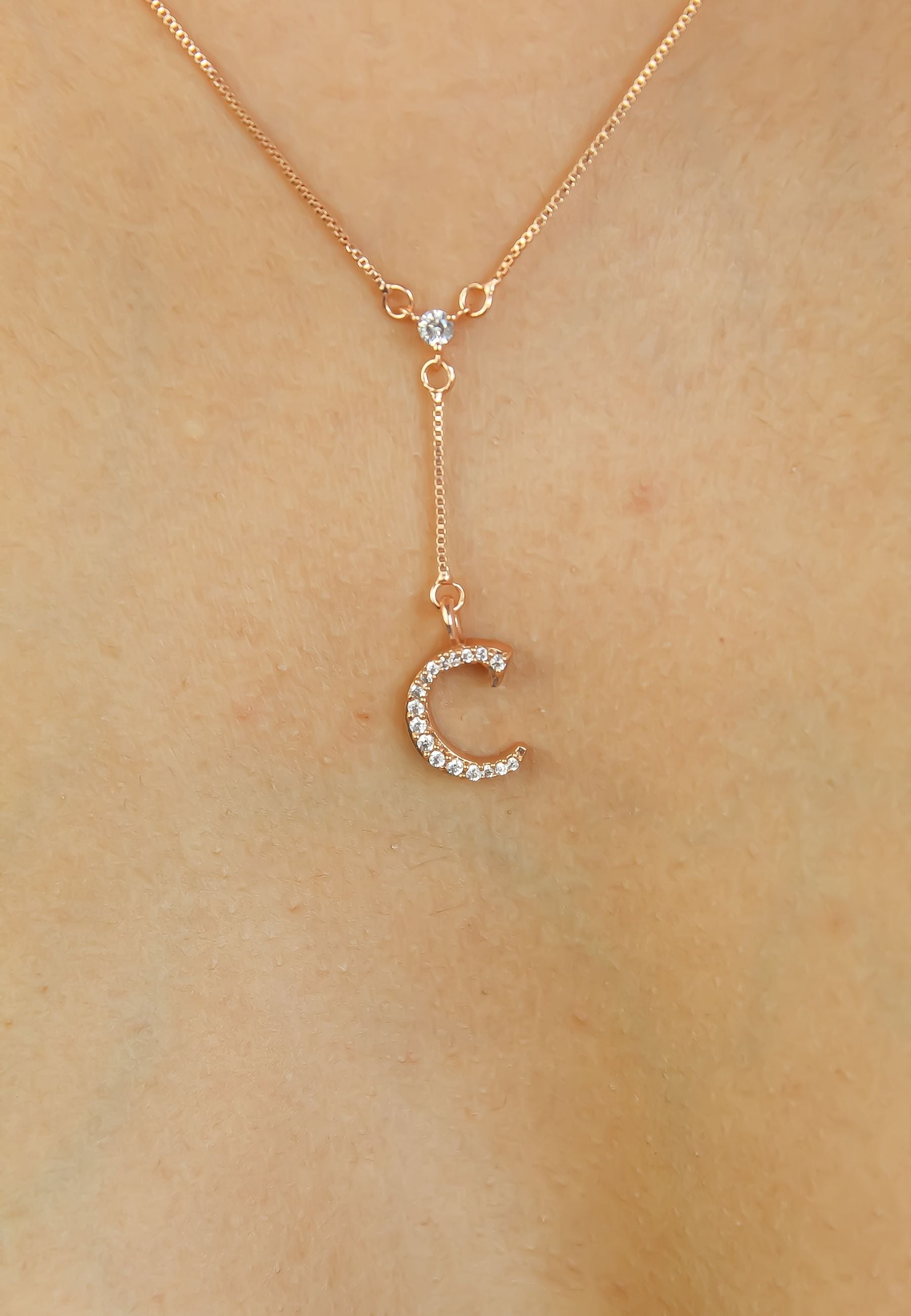 rose gold alphabet necklaces Bombay Sunset