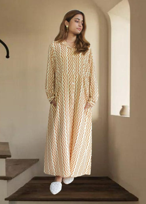 Brown Zig Zag Shirt Dress Bombay Sunset