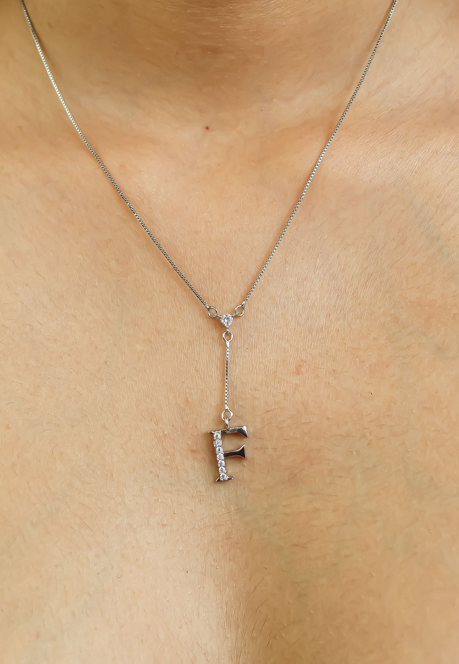 silver alphabets necklaces Bombay Sunset