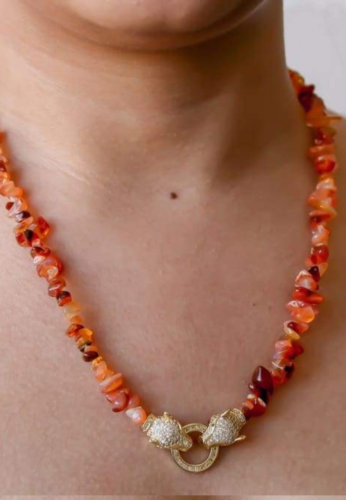 face mask chain with natural stones Bombay Sunset