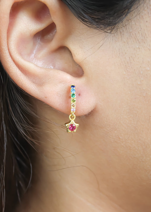 Crescent Moon Star Earrings Bombay Sunset