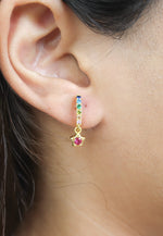 Load image into Gallery viewer, Crescent Moon Star Earrings Bombay Sunset
