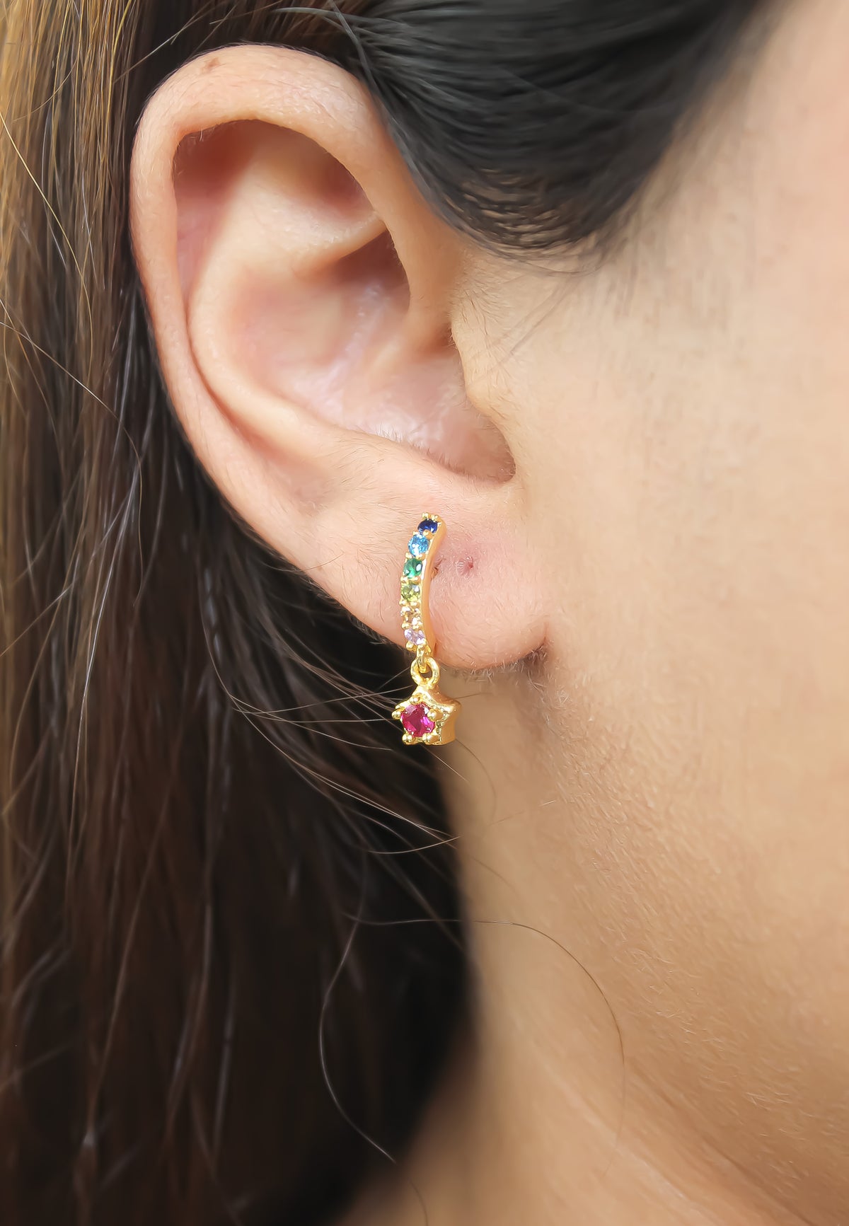 Crescent moon star earrings bombay sunset