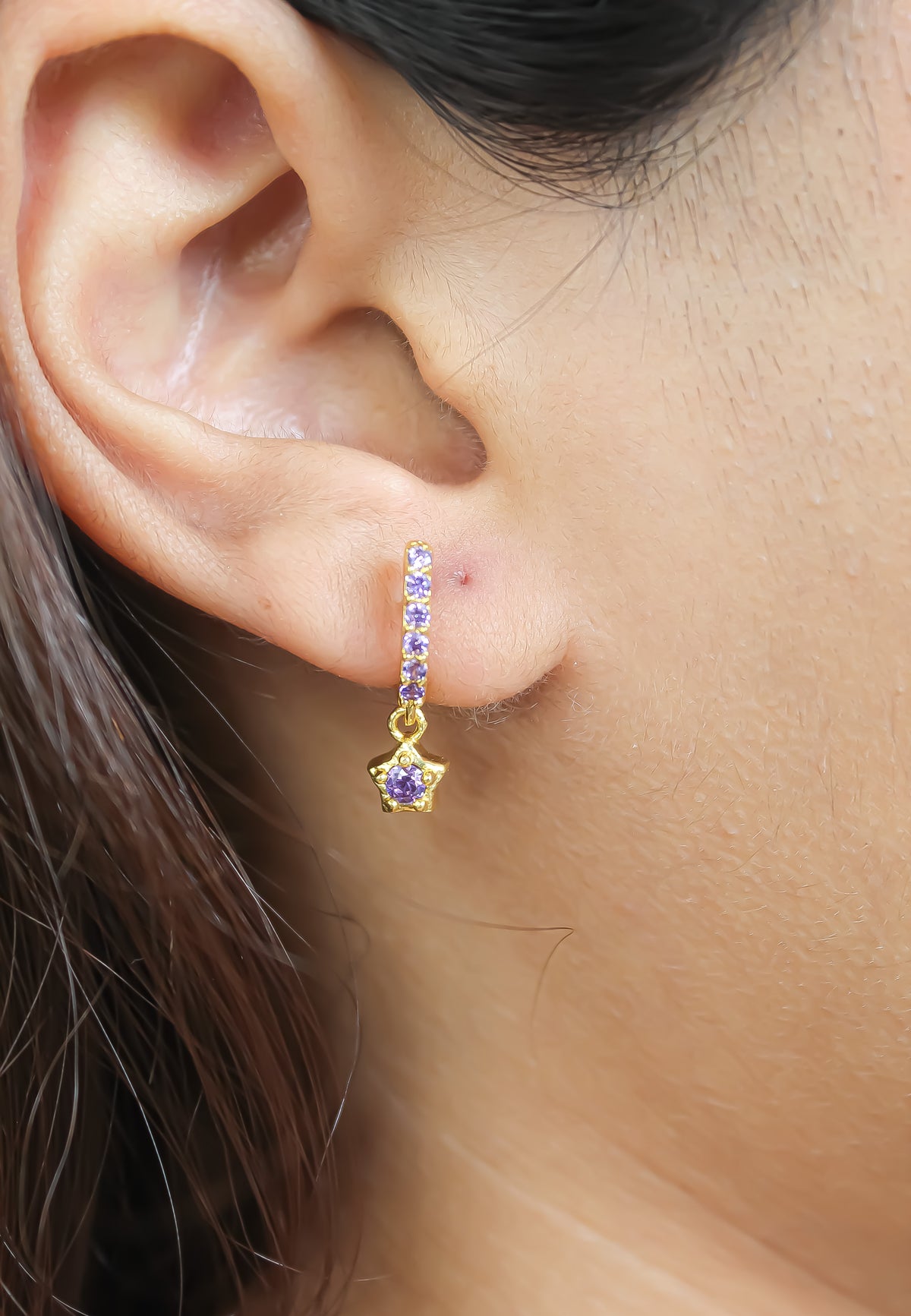 Crescent moon star earrings bombay sunset