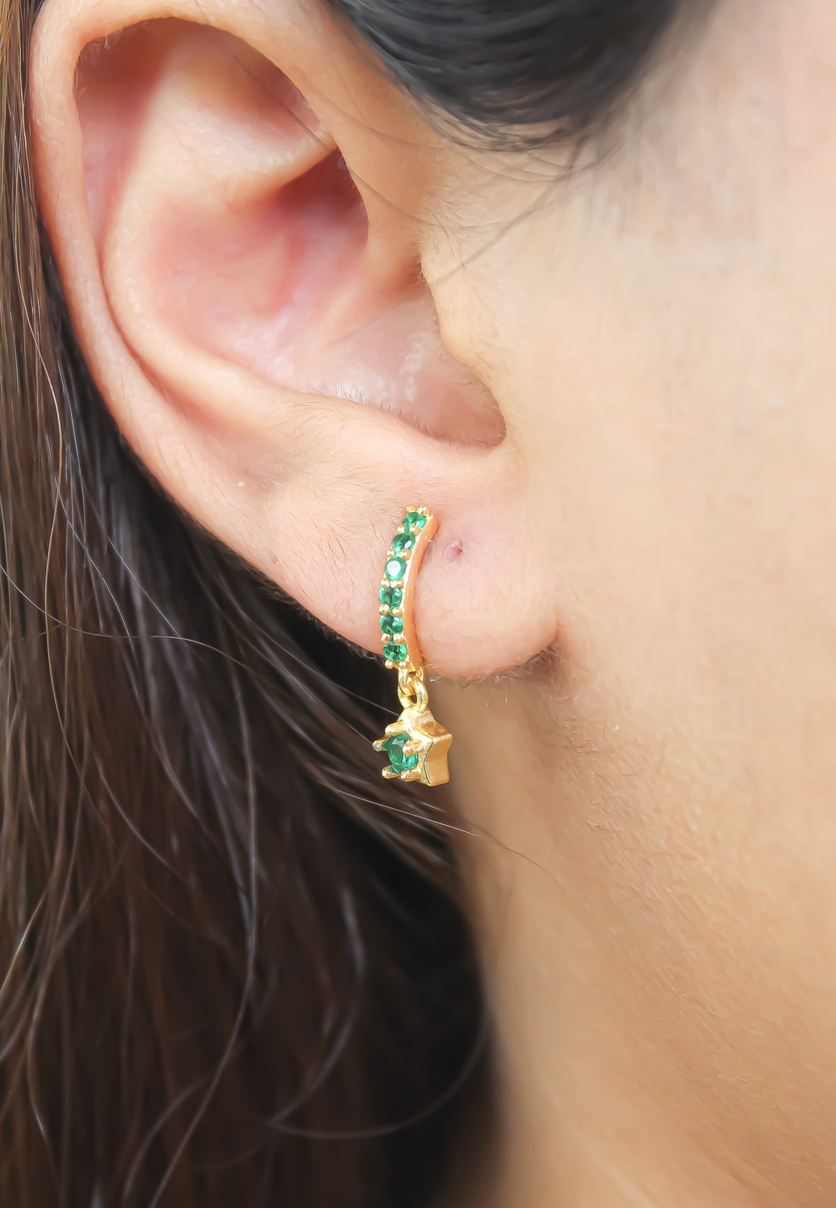 Crescent moon star earrings bombay sunset