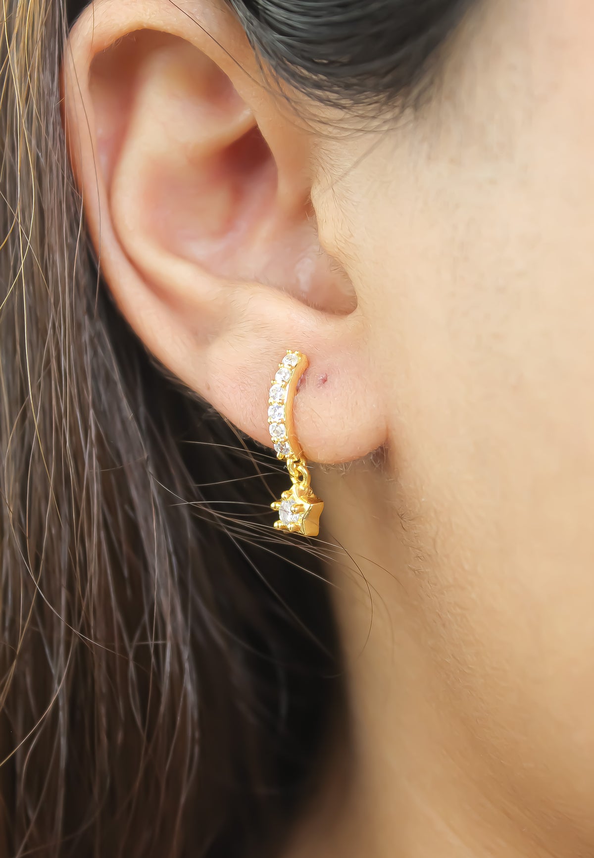 Crescent moon star earrings bombay sunset