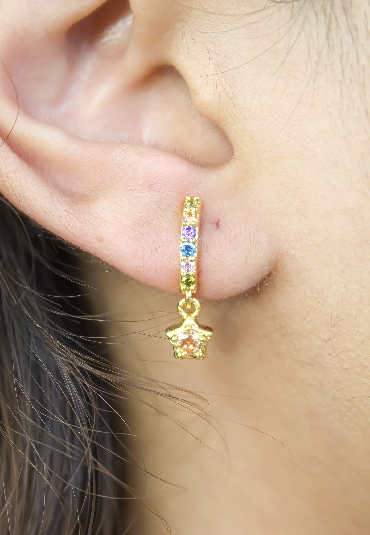 Crescent moon star earrings bombay sunset