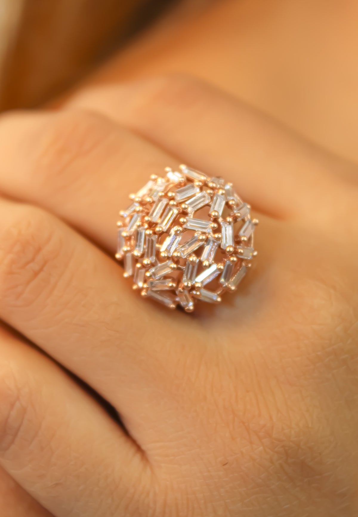 Crystal crown ring bombay sunset