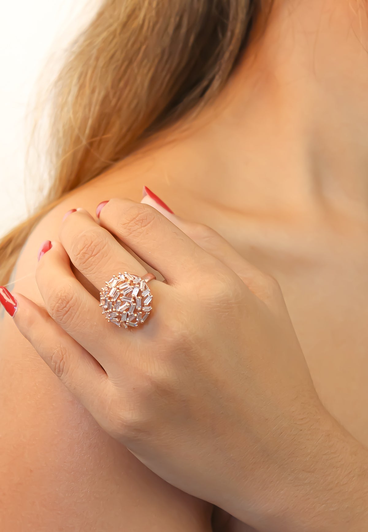 Crystal crown ring bombay sunset