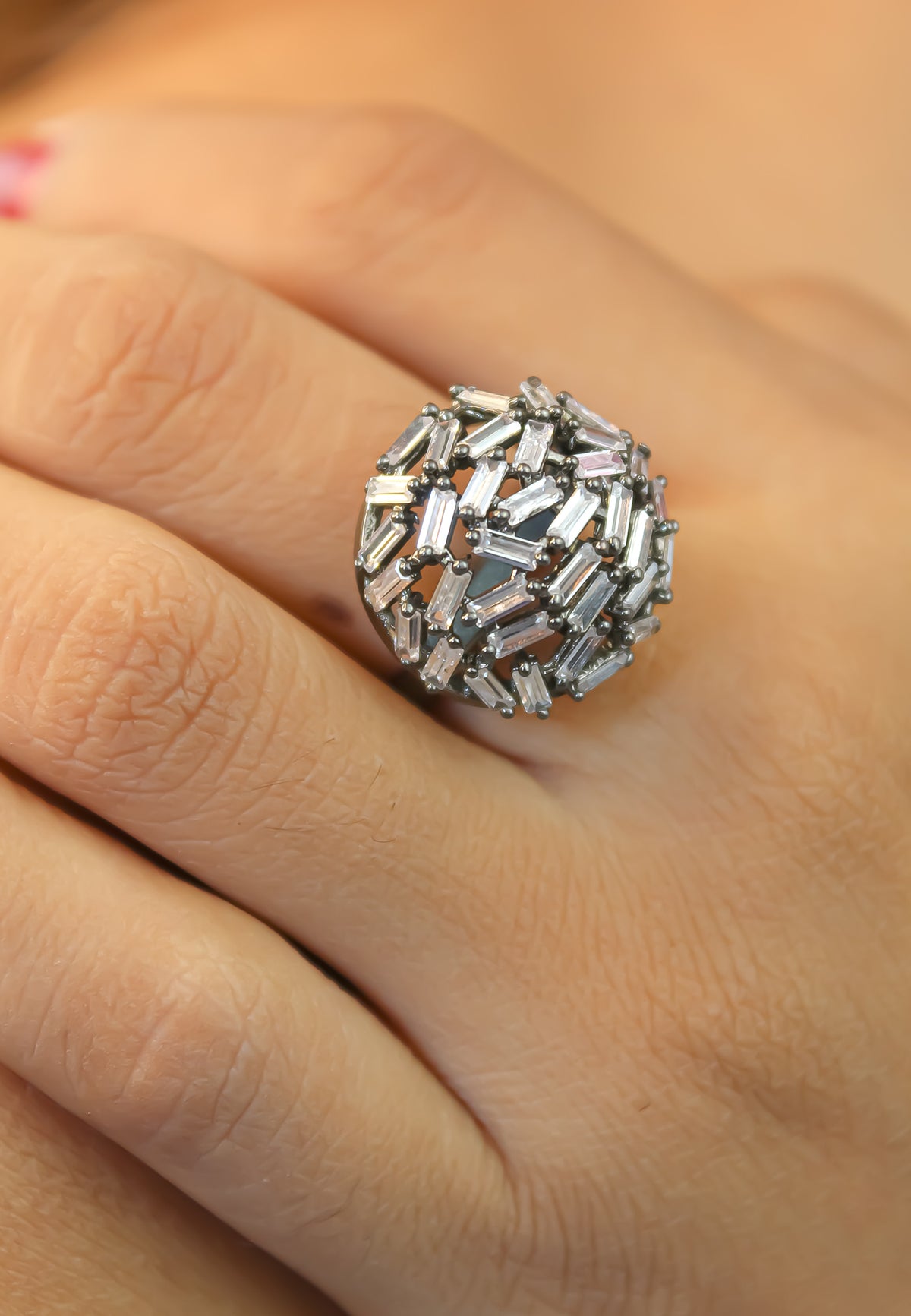 Crystal crown ring bombay sunset