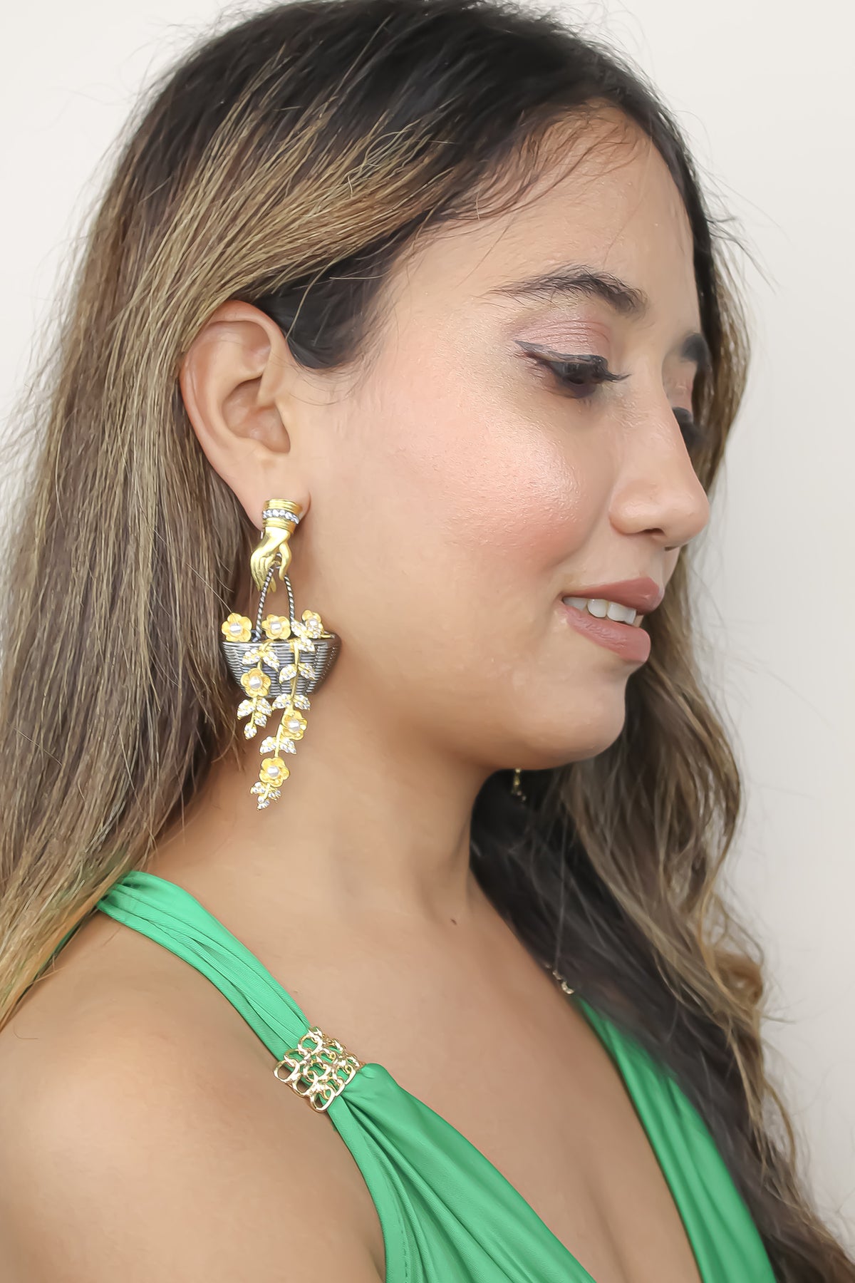 flora earrings Bombay Sunset