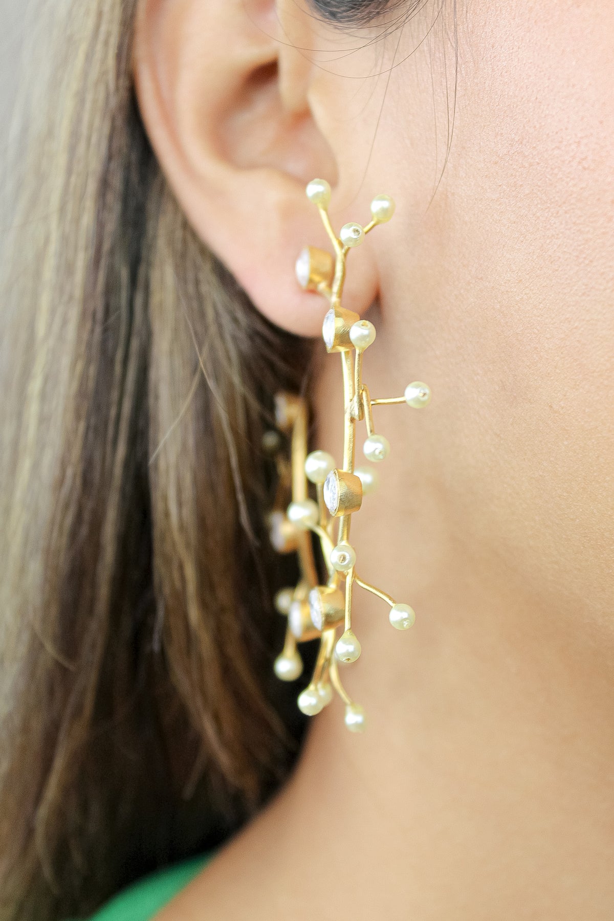 golden creeper earrings Bombay Sunset