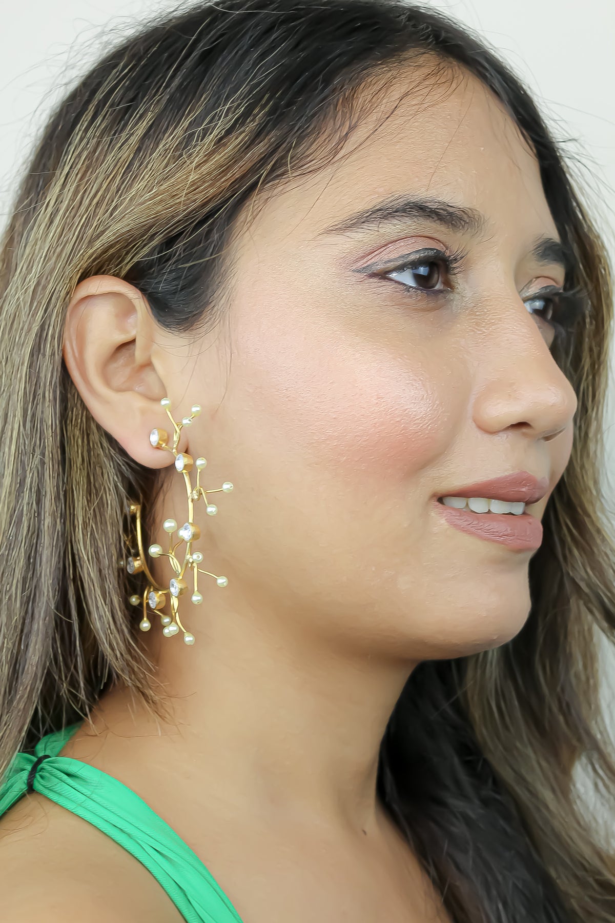 golden creeper earrings Bombay Sunset