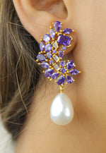 Load image into Gallery viewer, golden frosty pearl earrings Bombay Sunset
