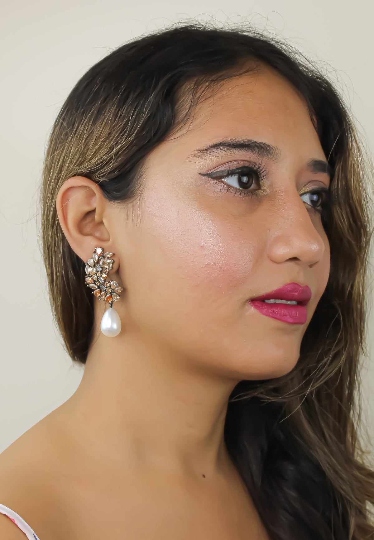 Frosty pearl earrings below 50 big bridal bride bridesmaid bombay sunset